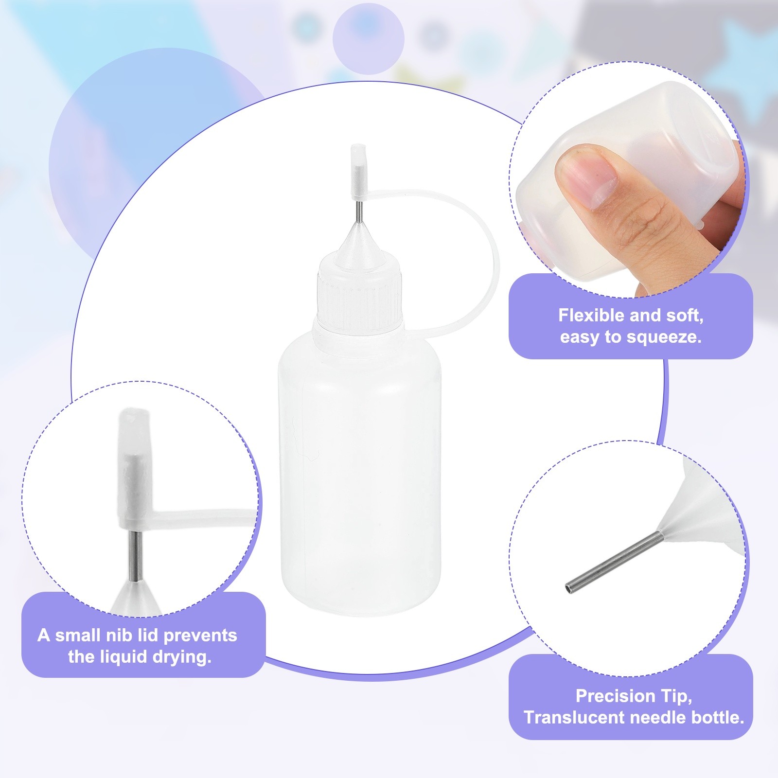 12Pcs Needle Tip Squeeze Bottle,30ml/1oz Glue Bottles(White,with 12 Funnel)