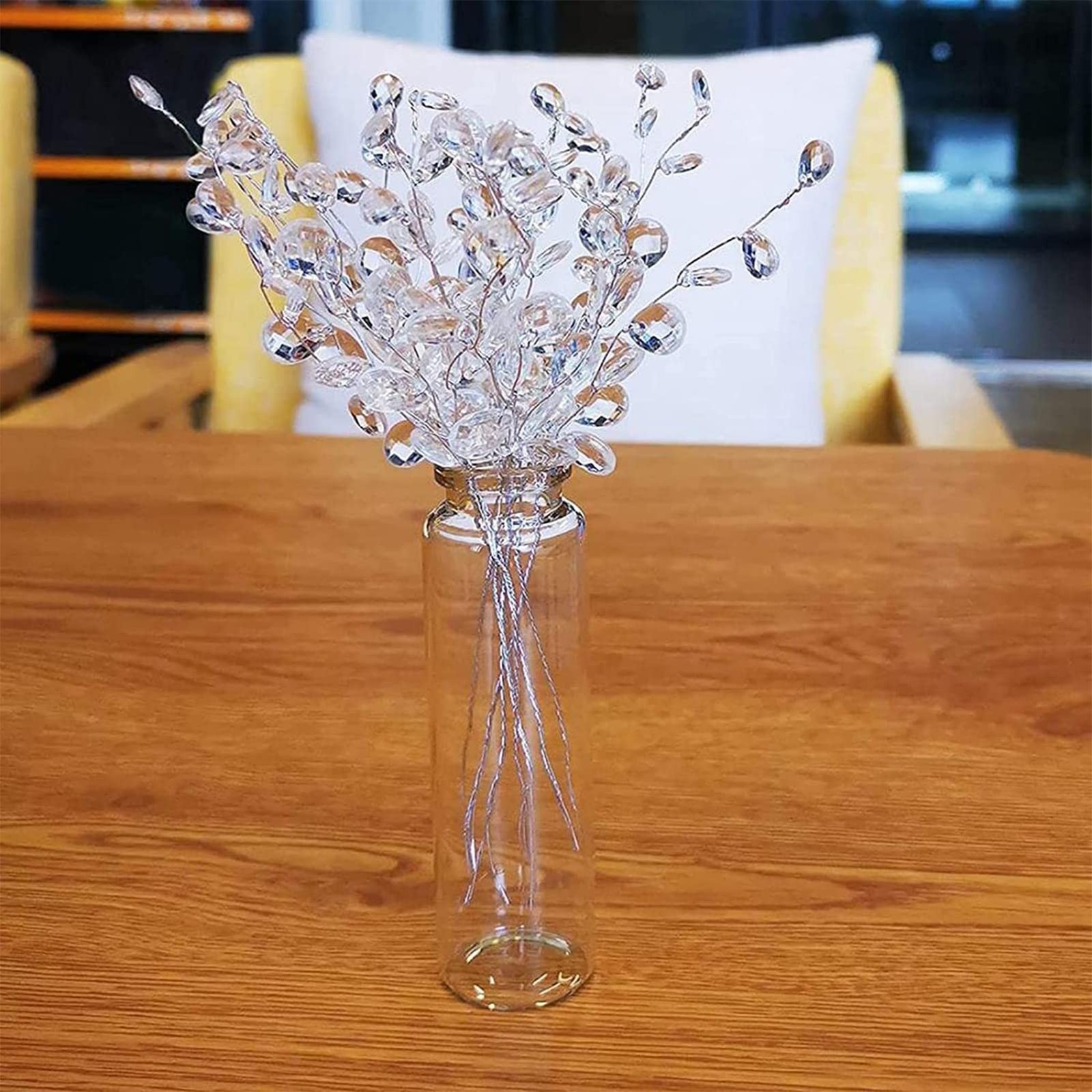 20 Stems Artificial Flowers Crystal Acrylic Ornament Artificial Bouquets Acry…