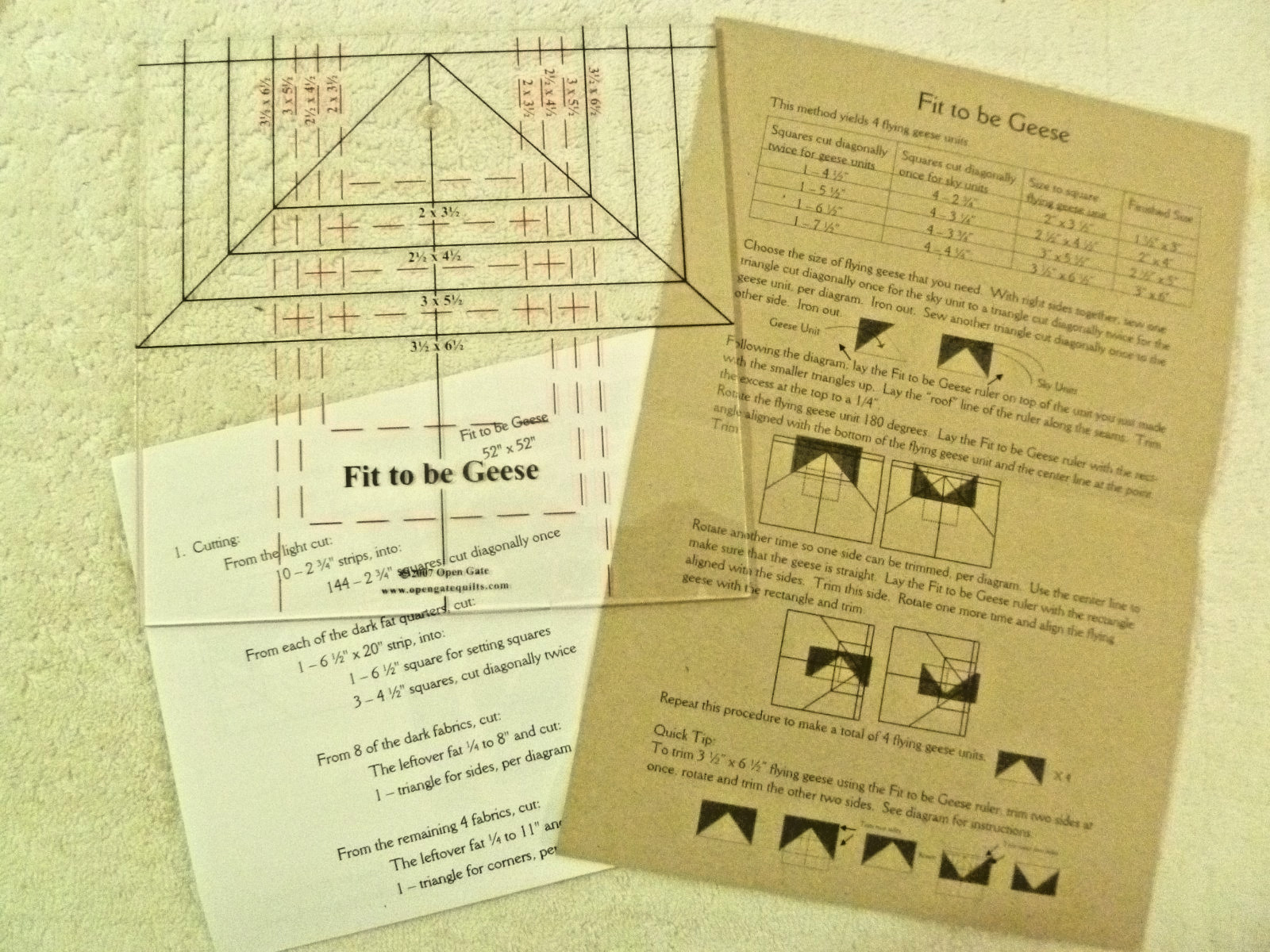 Quilt Pattern & Templet: Fit to be Geese, #OGR102 from Open Gate