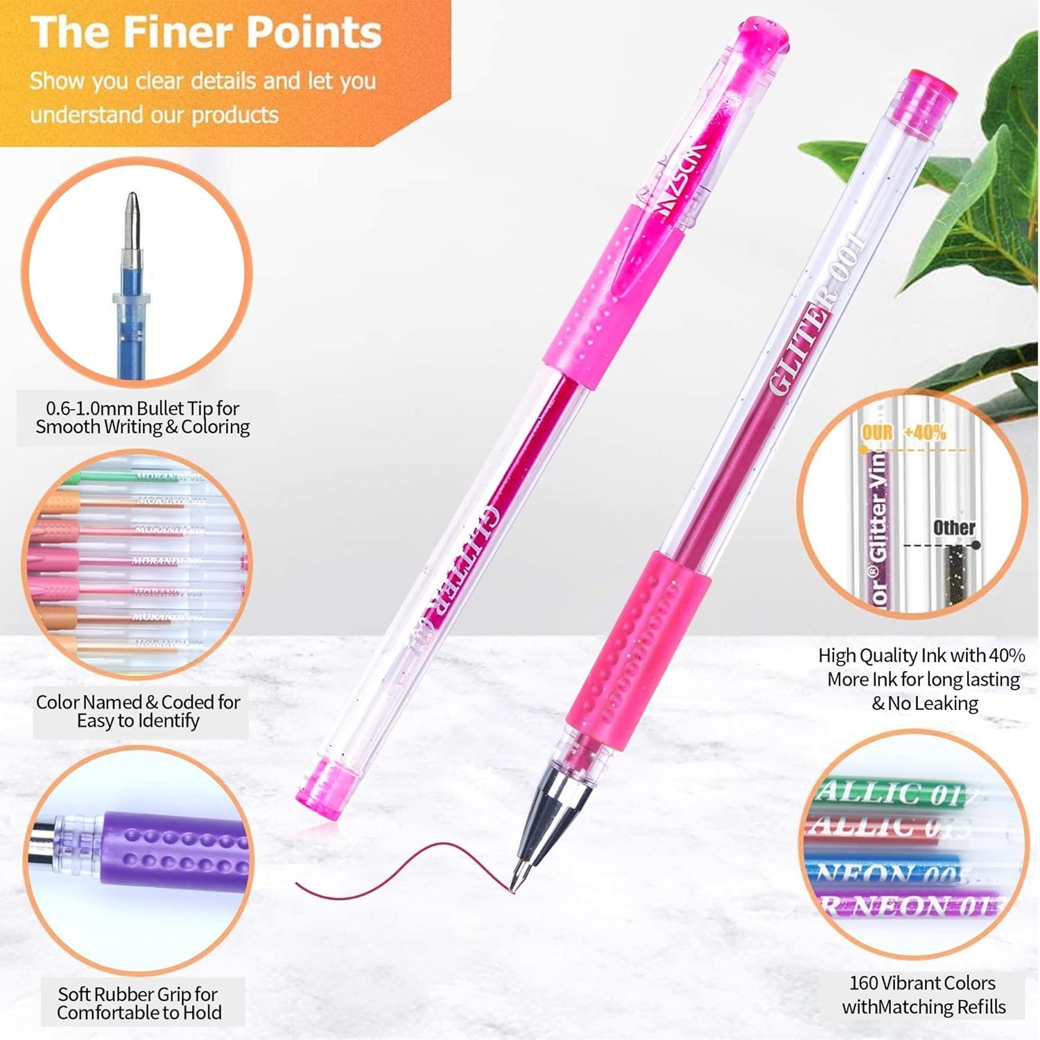 Ultimate 320 Gel Pen Collection: 160 Colors Including Glitter & Metallic Styles
