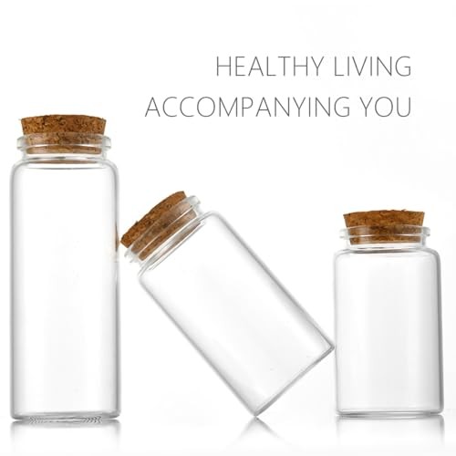 Glass Bottles with Cork,Pack Empty Clear Glass 2 Round BL-1030 100 ml/min