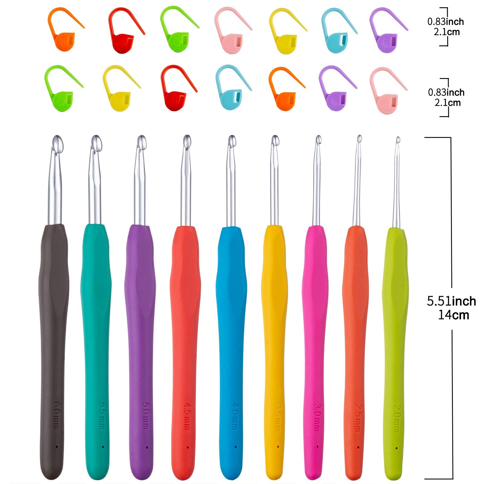 9 Pcs Ergonomic Handle Crochet Hooks Set for Arthritic Hands Knitting