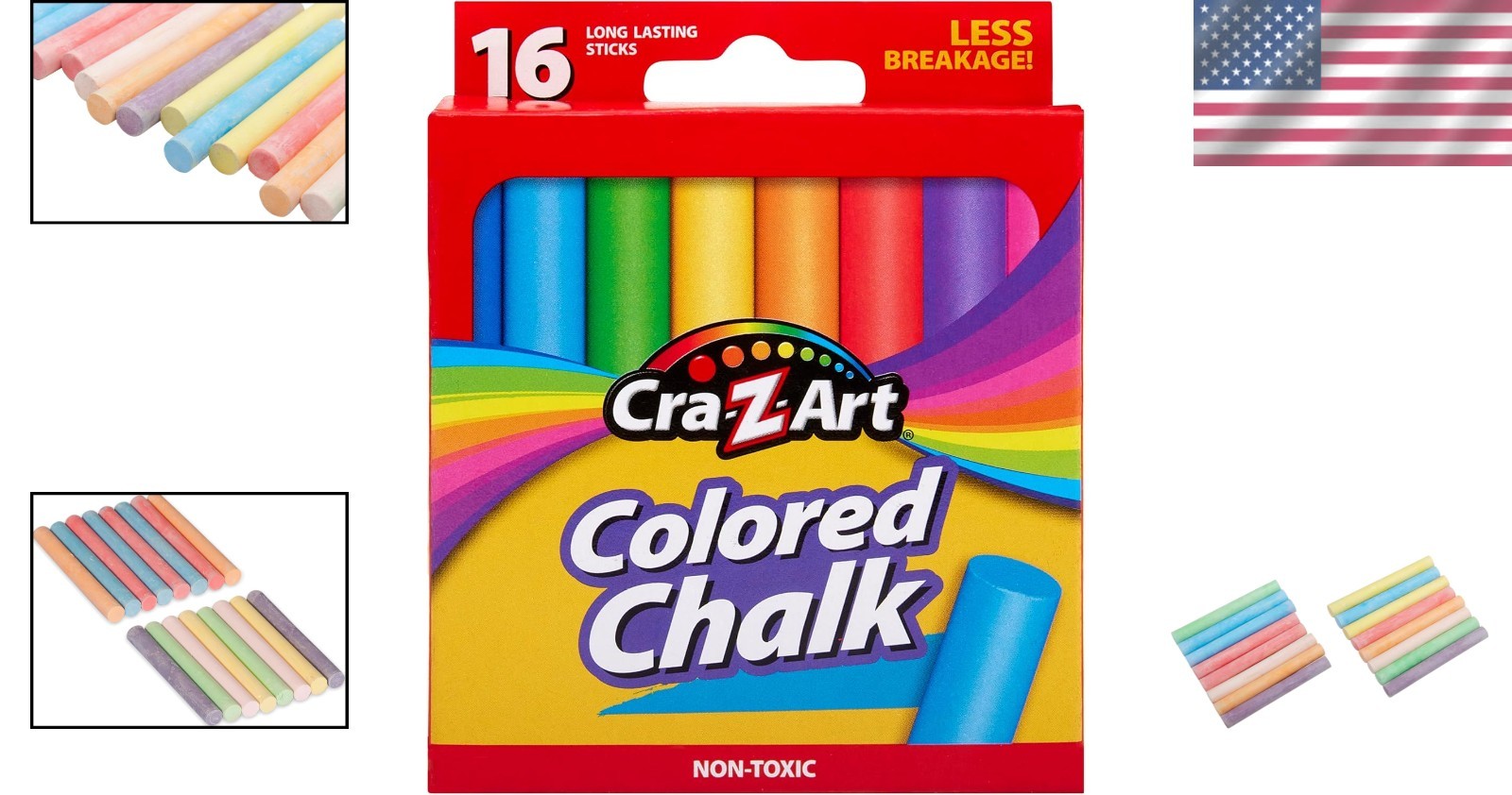 16 Bright Assorted Colored Chalk for Indoor & Outdoor Creativity – Non-Toxic