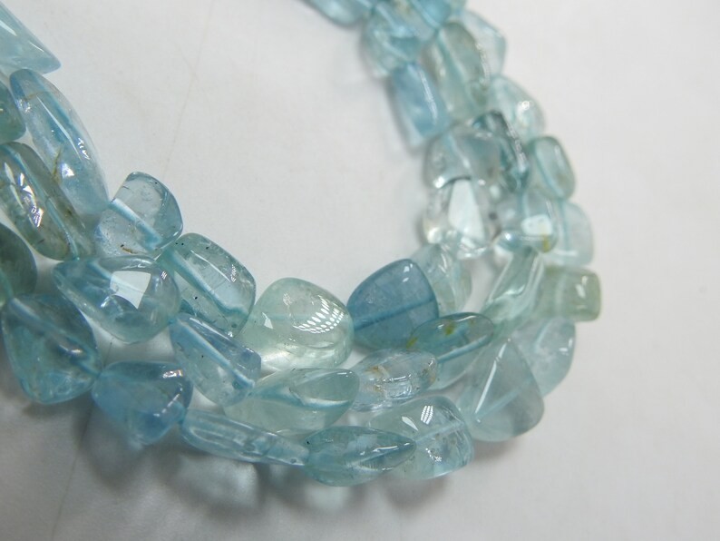 Natural Aquamarine Smooth Tumble Beads Loose Gemstone 16″ Strand 6x5mm-10x7mm