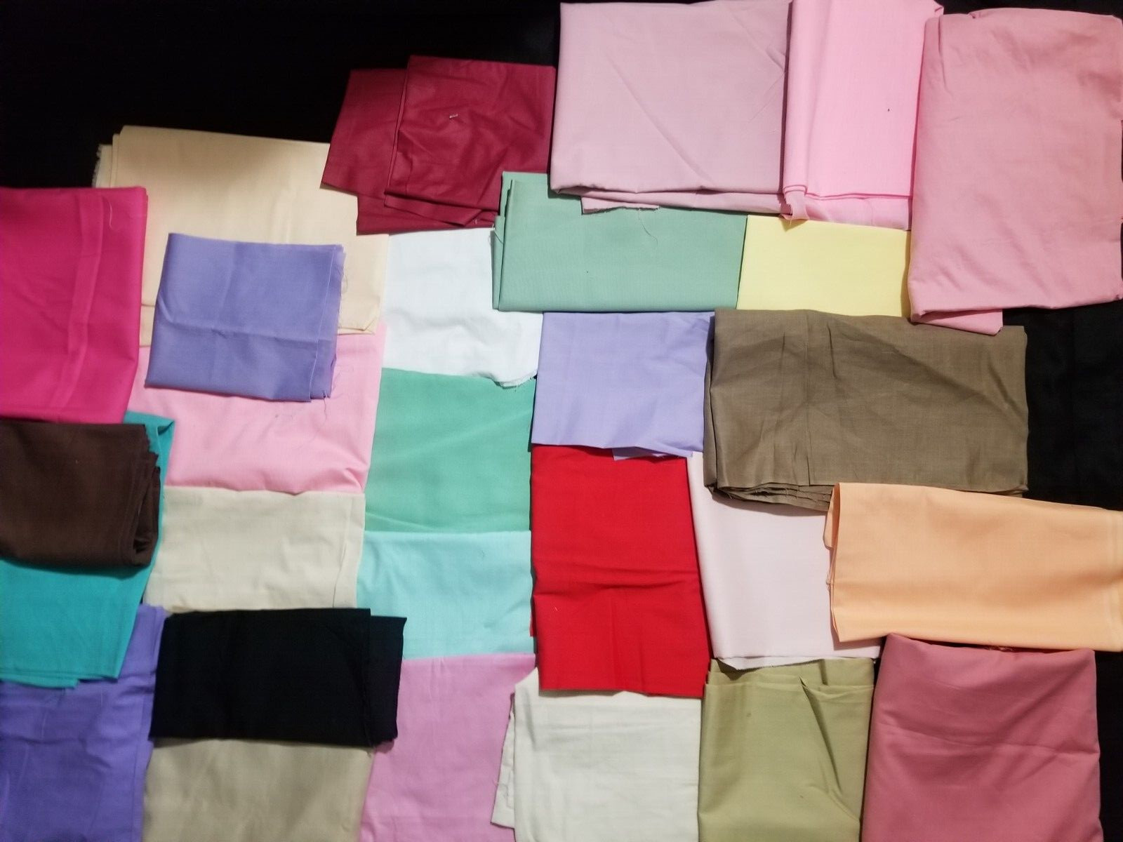 New Solid/Plain Cotton Fabric For Quilts Scrapbooking Crafts Sewing – Lot of 30