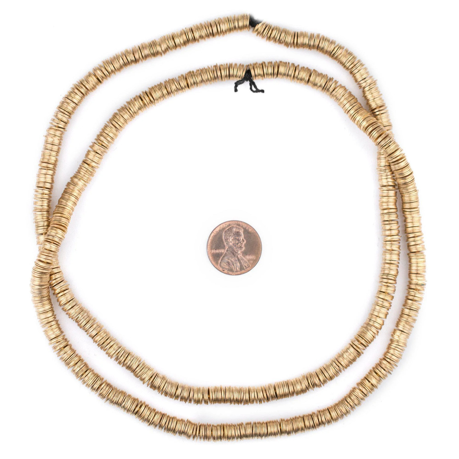 Gold Flat Disk Heishi Beads 6mm Brass 16 Inch Strand