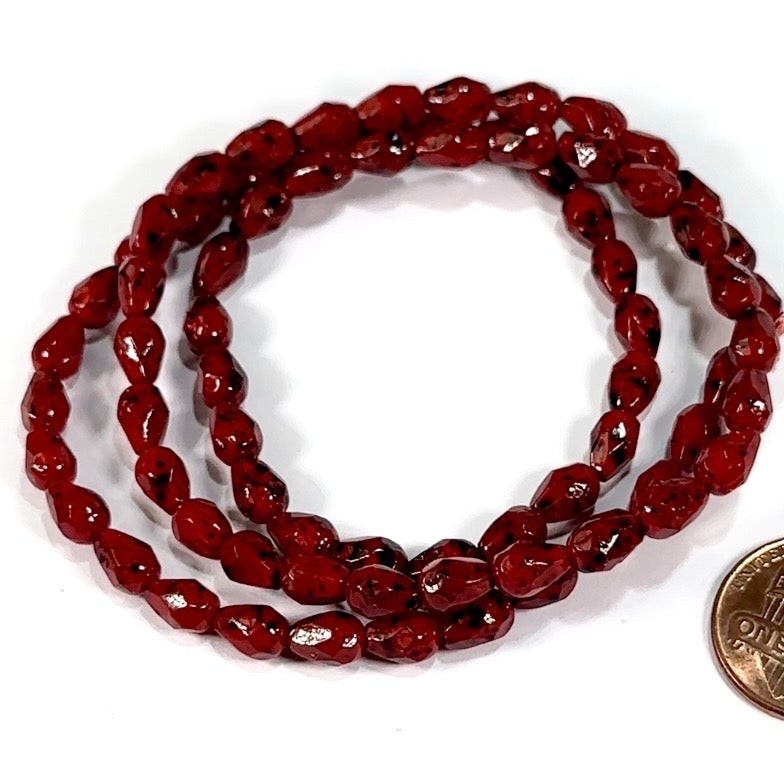 Czech Glass Pear Fire Polished Beads 7x5mm Dark Red Terracotta Tear Drops, 75pcs