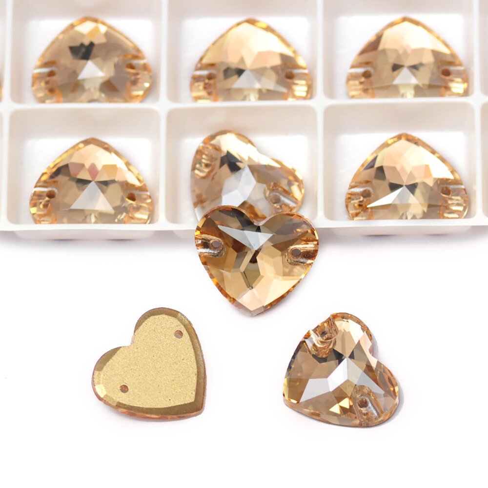 Glass Crystal Golden Shadow Sew ON Rhinestones Rivoli Oval Navette Square Triang