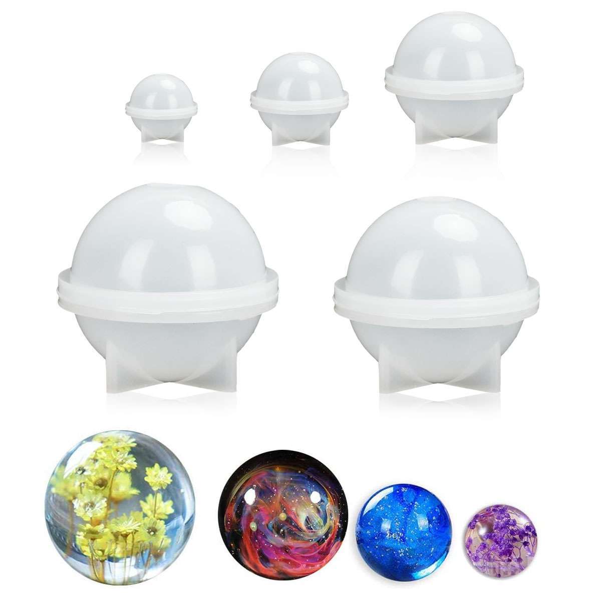 5Pcs Silicone Ball Mould Sphere Mold Balls Epoxy Resin Casting DIY Making Craft