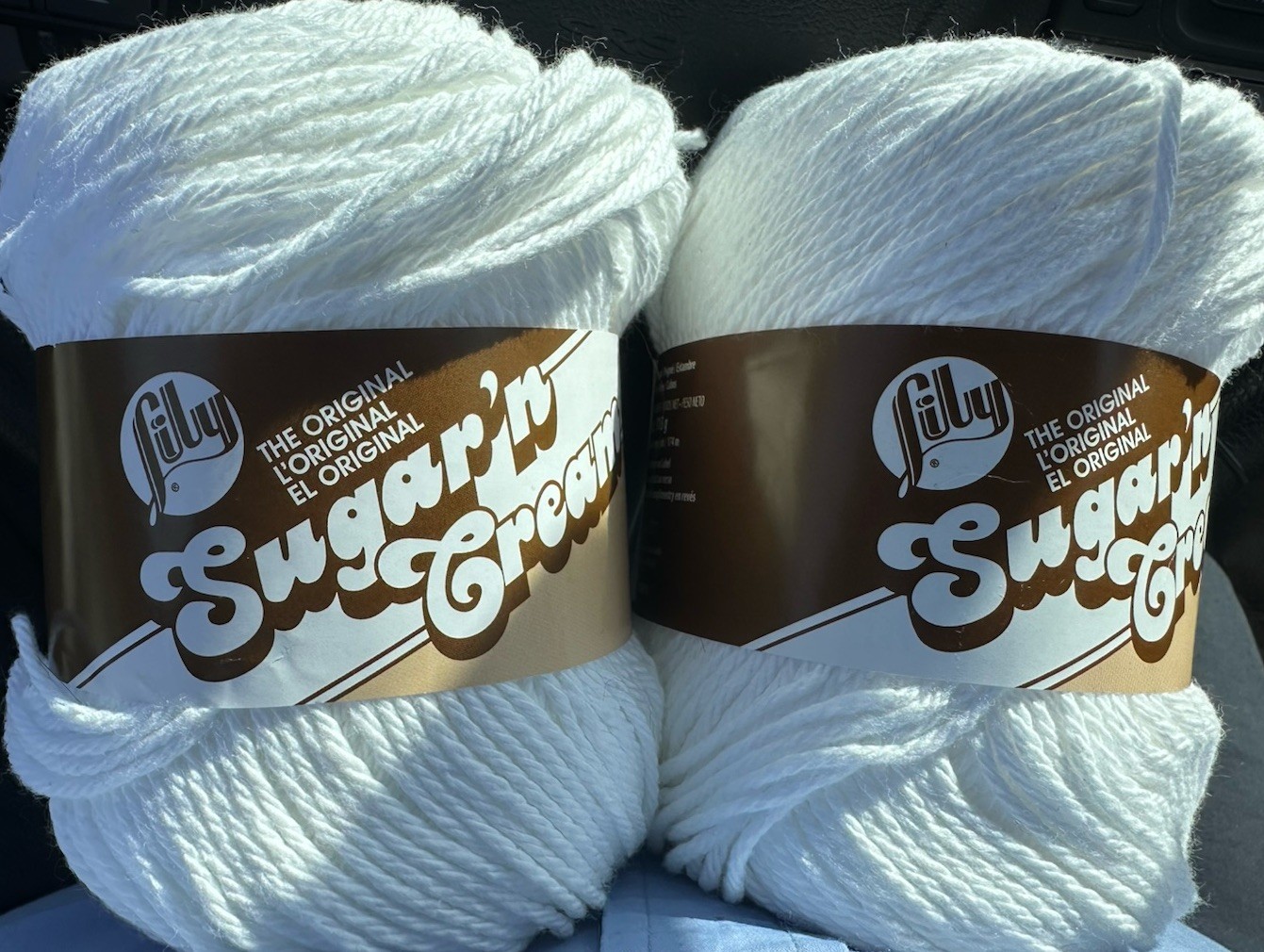 Lily Sugar And Crème Yarn, Super Size, Lot Of 2, White, NEW