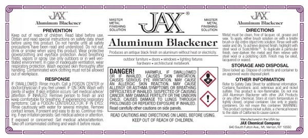 Jax Black Blackener Patina for Aluminum – 16 oz.