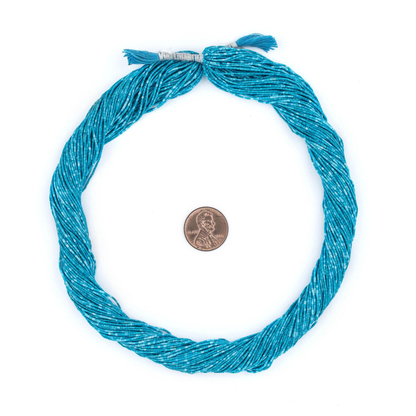 Extra Tiny Blue Turquoise Cylinder Beads 1mm Afghanistan Gemstone 15 Inch Strand