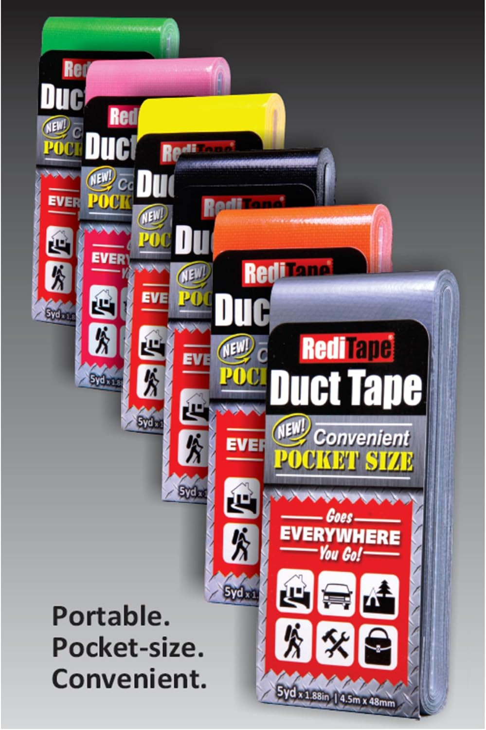 Travel Size Pocket Duct Tape 2-Pack – Compact Flat Small Mini Rolls