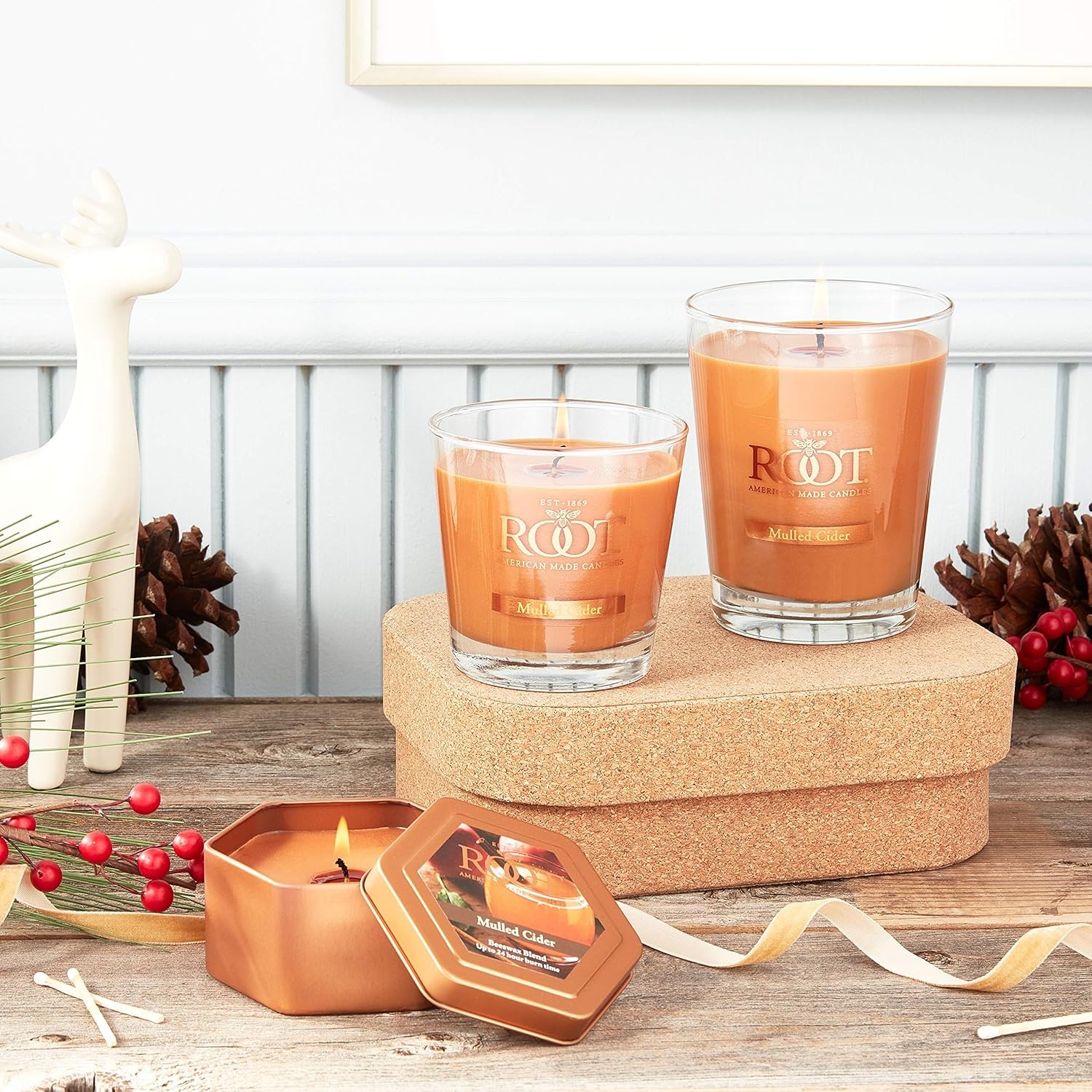 Root Candles Fall Scented Honeycomb Large Veriglass, Mulled Cider