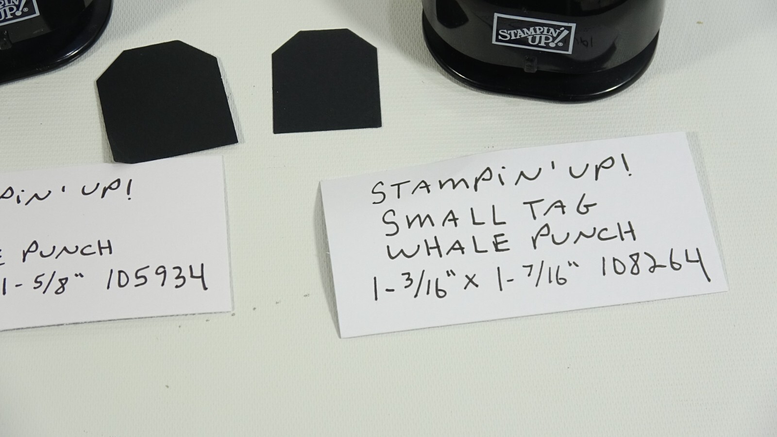 2 Stampin’ Up! Small and Large Tag Whale Tale Punches