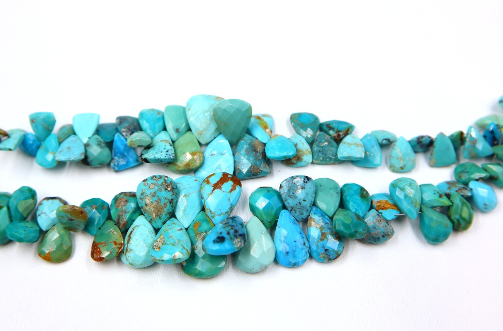 Arizona Turquoise Faceted Pear Beads Natural Gemstone 10x7mm To 21x14mm 6”inch