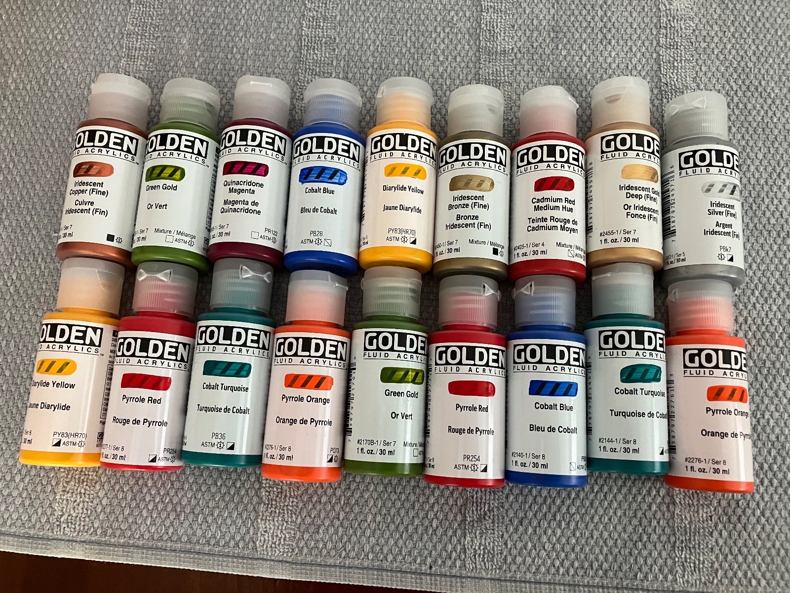 (18) Golden Fluid Acrylics 1 fl. oz/30 ml Lot Of 18 Sealed all HIGH SERIES