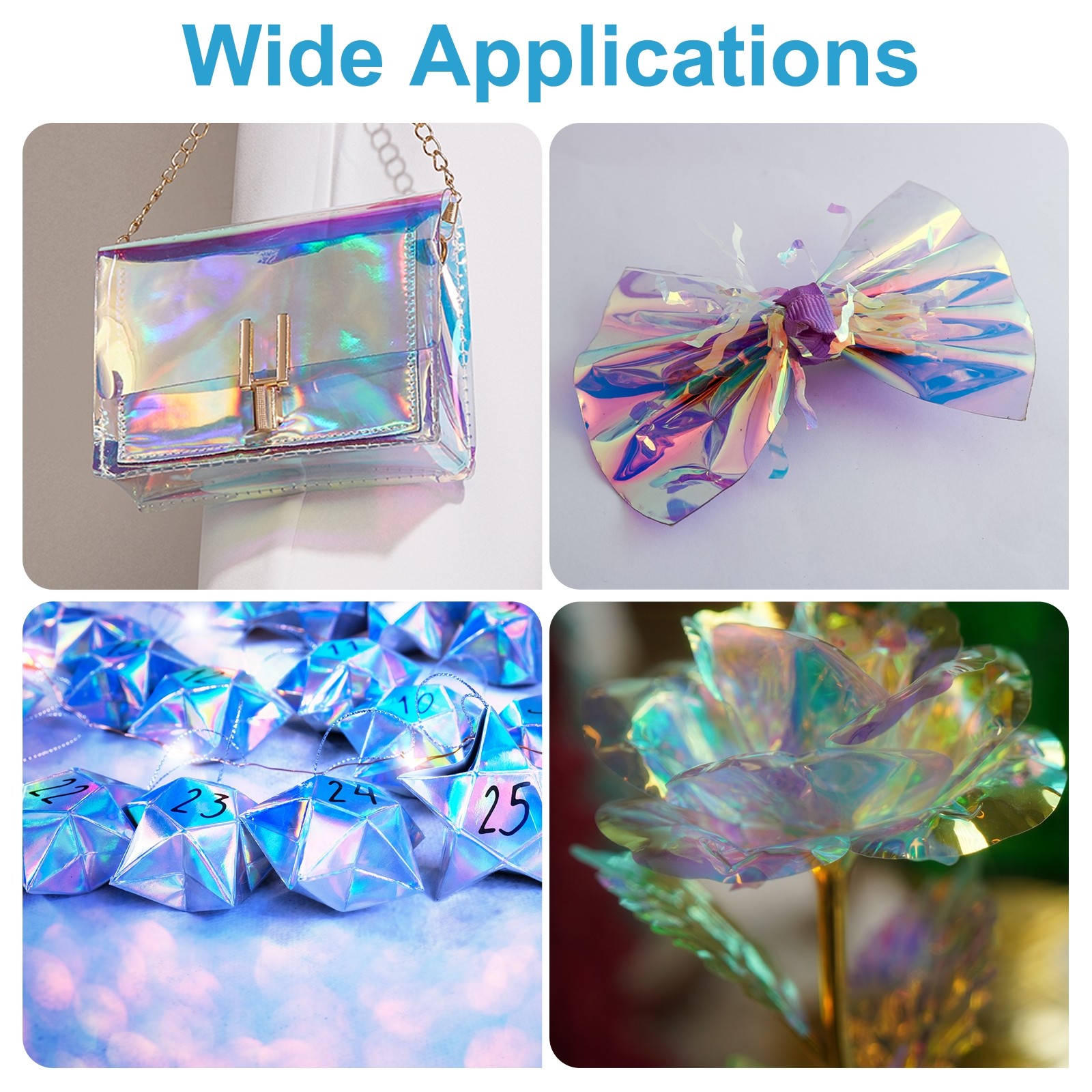 Holographic Clear Vinyl Film Holographic PVC Fabric 12″x48″,Laser Light Yellow