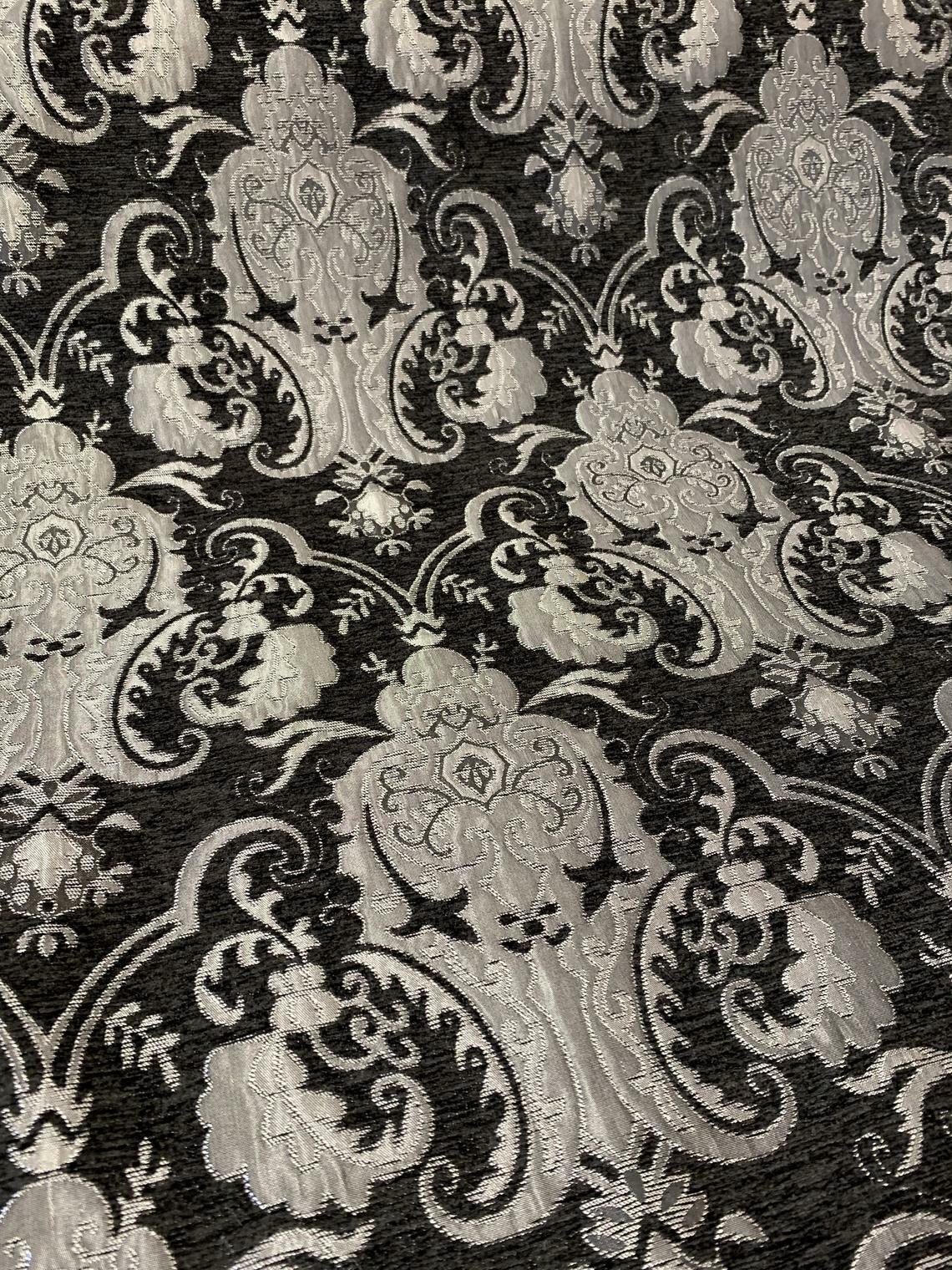 Drapery and Upholstery Chenille Fabric By the Yard Elegant Damask Pattern 58″ w