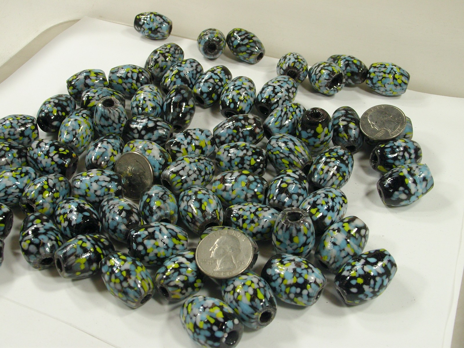 2 Pounds Large India Handmade Marble Splash Glass Beads Wholesale Lot (AMT-3) ⭐