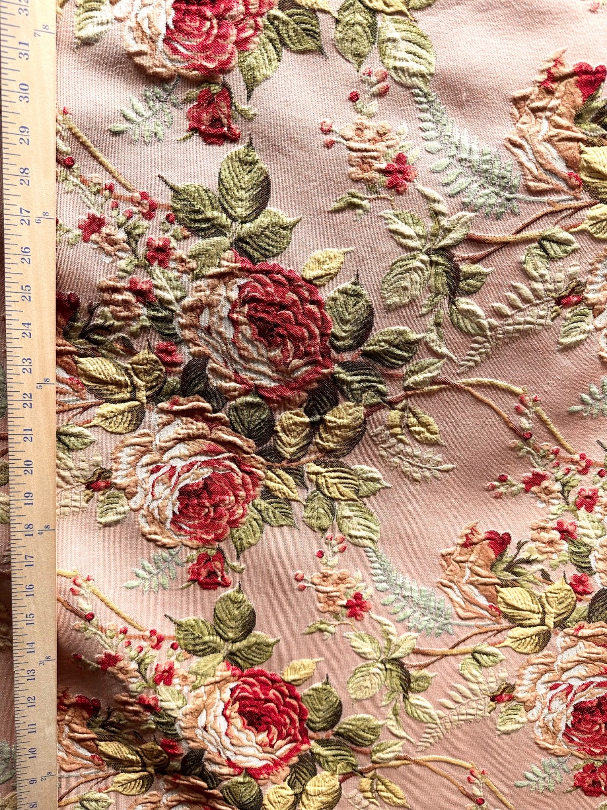 LIGHT PINK Multicolor Floral Upholstery Drapery Brocade Fabric (54 in.) Sold BTY