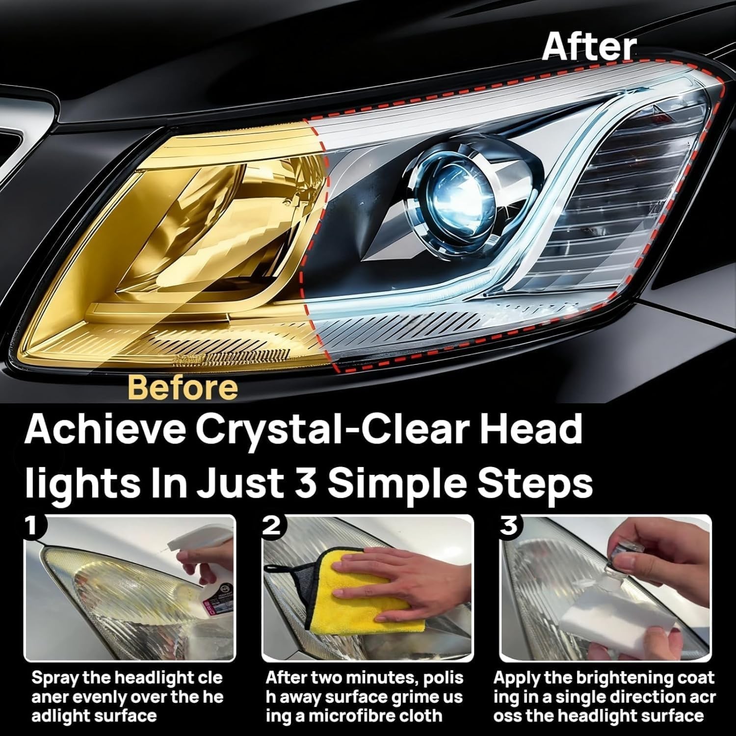 Headlight refurbishing Agent, New Automotive Headlight Restoration Kit,Oxidized.