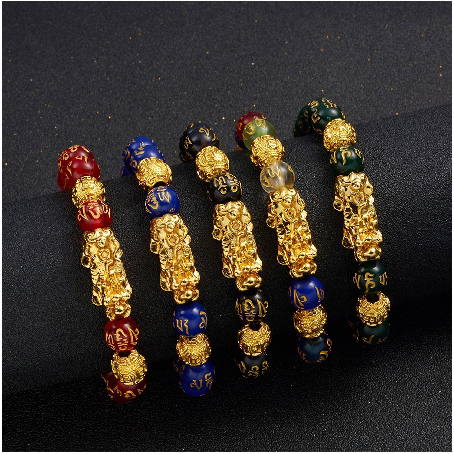 2PCS FengShui Bracelets for Women Wealth And Luck Bracelet Black Obsidian P – 01