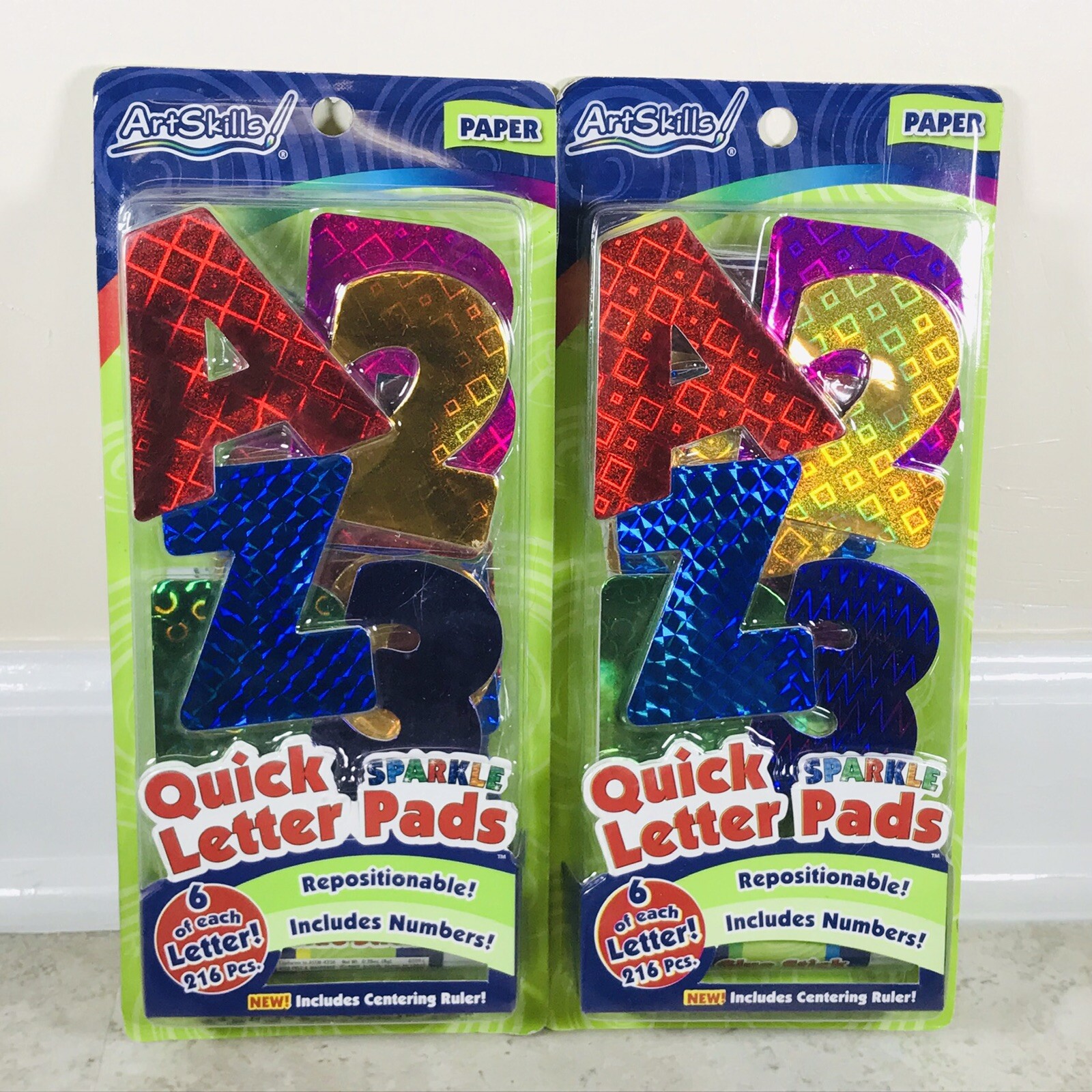 Art Skills SPARKLE LETTERS & NUMBERS Poster Board Craft Set 216 Pieces Ea