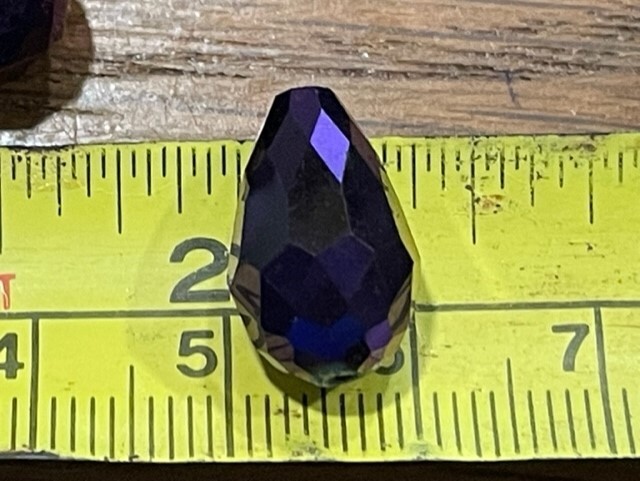 Czech Iridescent Purple Tear Drop or Pear Shape faceted Glass Bead jewelry