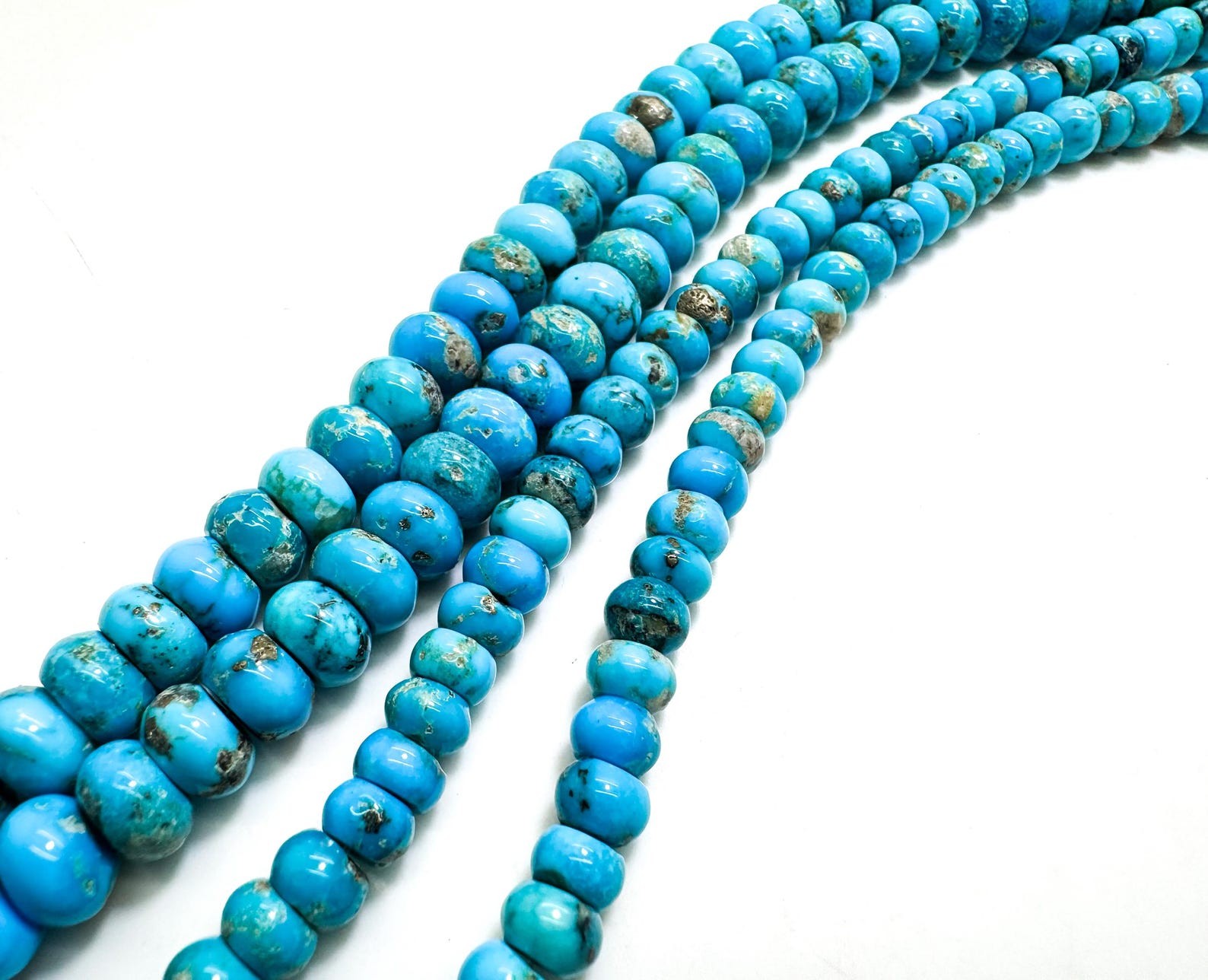 Genuine Natural Blue Kingman Turquoise Smooth Rondelle Gemstone Beads PGS402