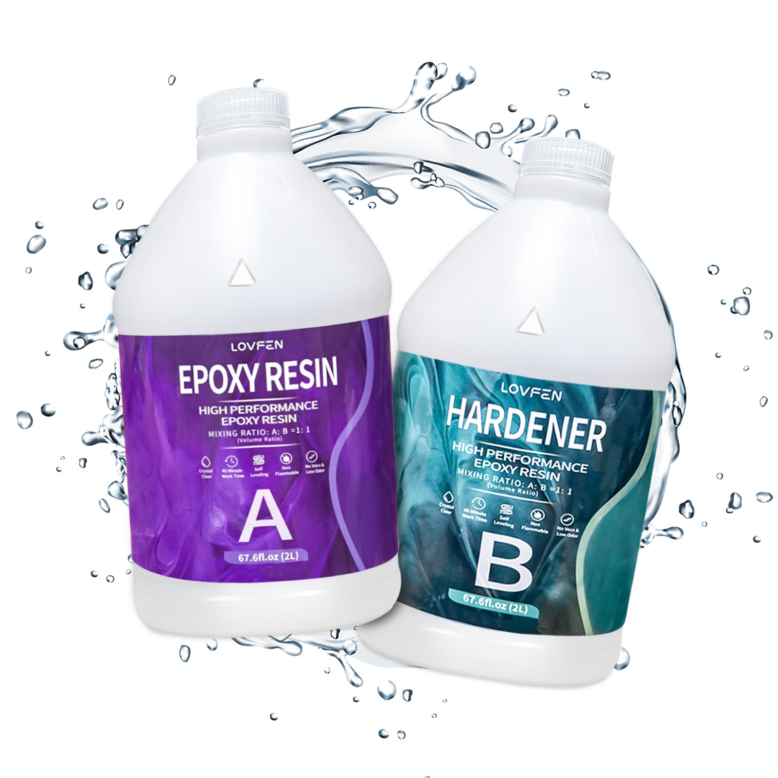 LOVFEN 1.06/2 Gall Epoxy Resin Kit 1:1 Crystal Clear Epoxy