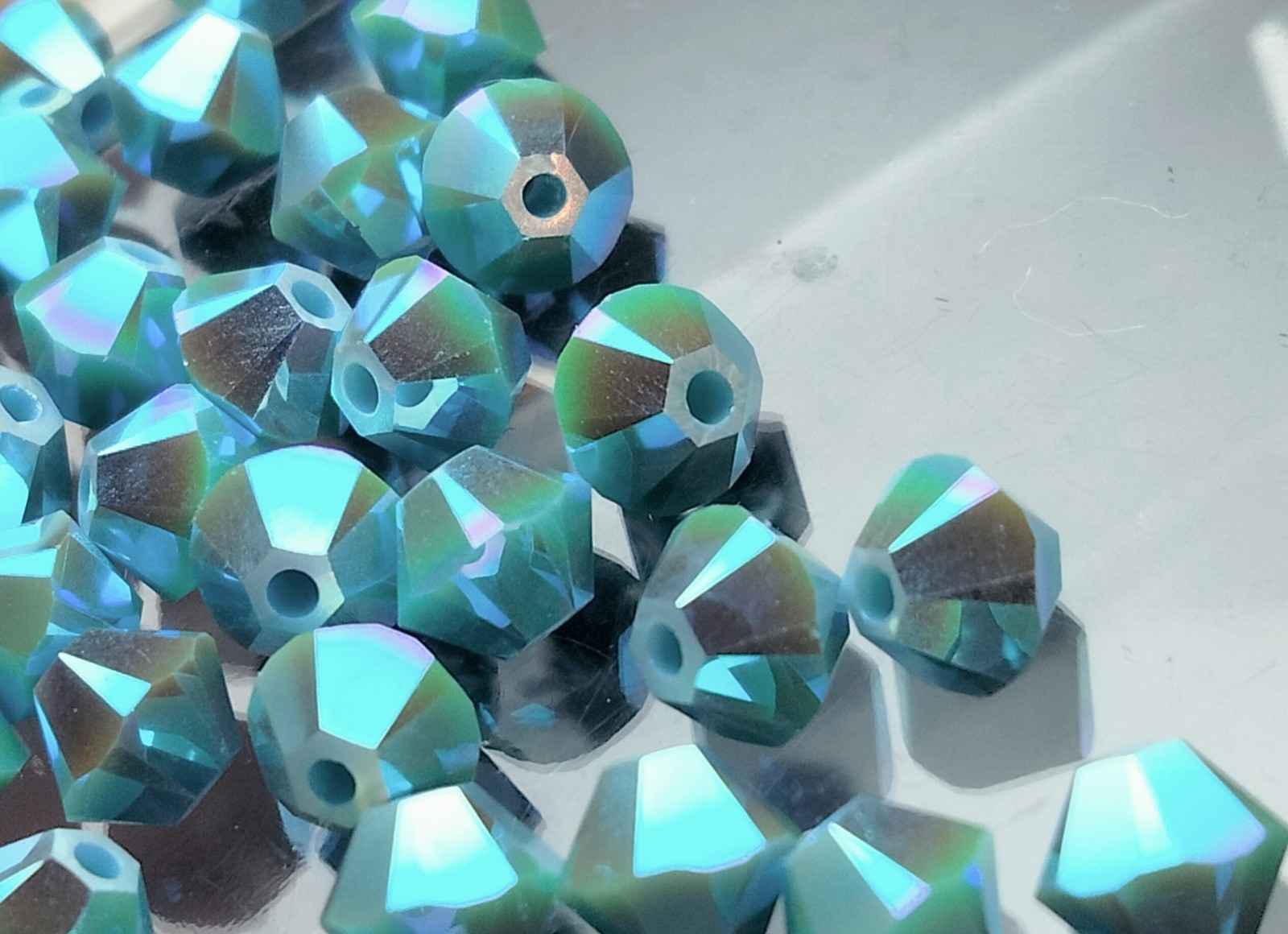 Swarovski® Crystal 5301 Bicone TURQUOISE AB2X-4mm-Double AB Full Coat-48 Pcs