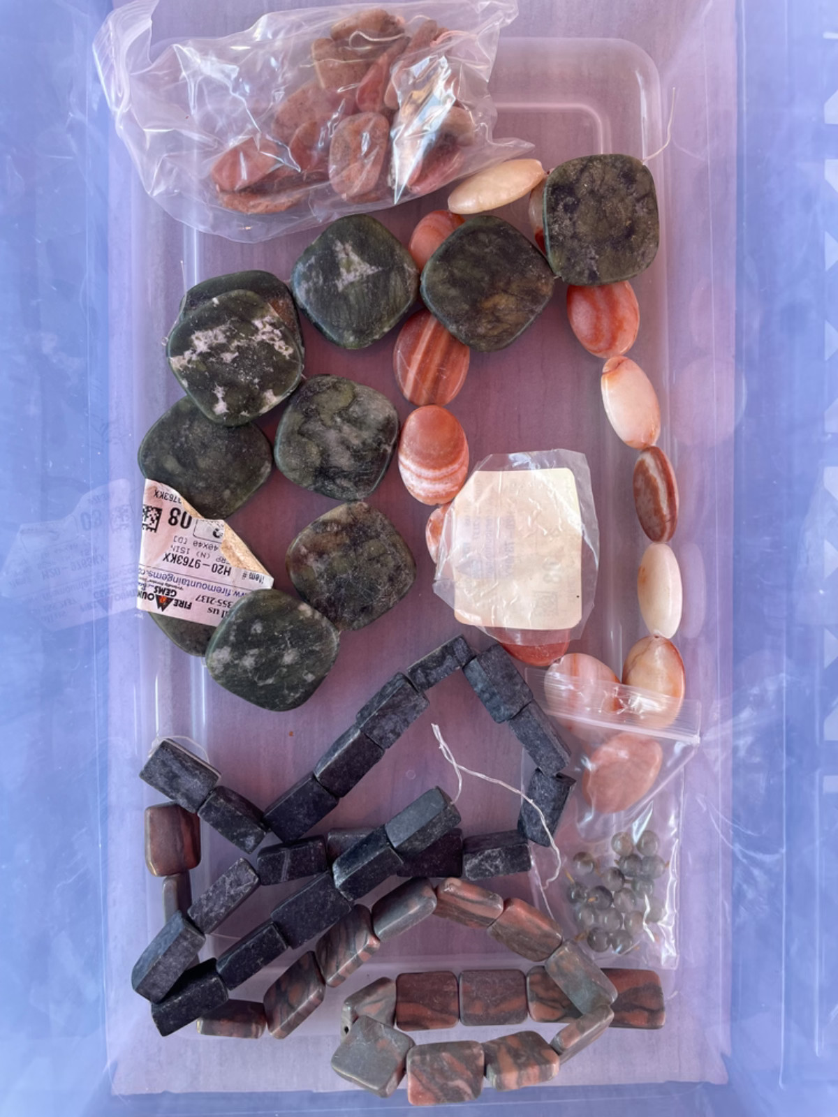3- 1 lb Bags Of Various Stone Beads, all drilled, some are labeled, most are not