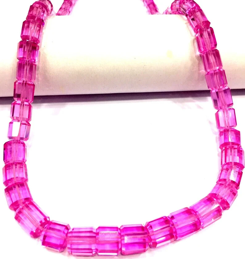 Extremely Rare Pink Sapphire Faceted Nuggets Beads Long Tube Gemstone Beads.