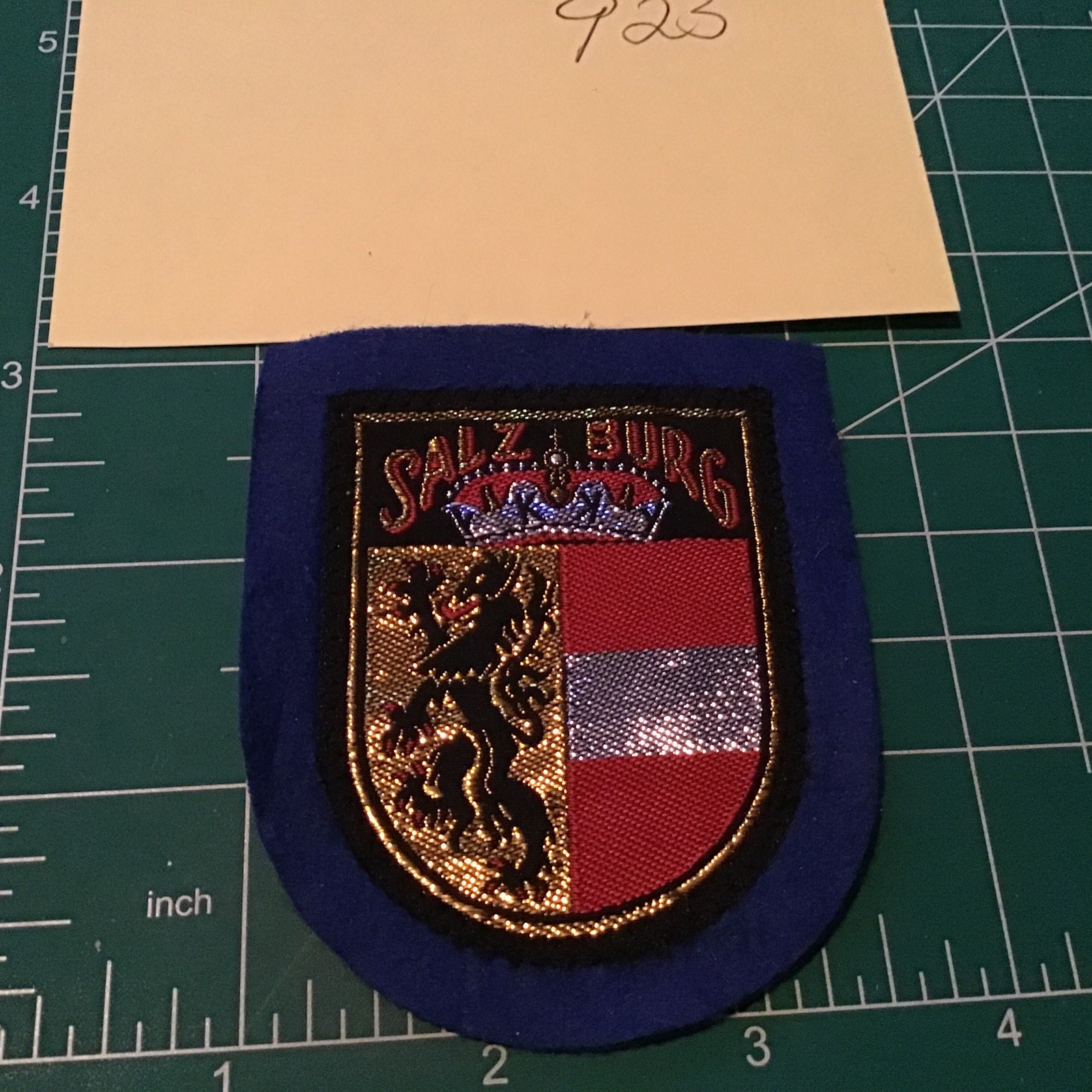 Vintage Salzburg, Austria Patch – Embroidered Gold Thread/blue Felt Sew-On