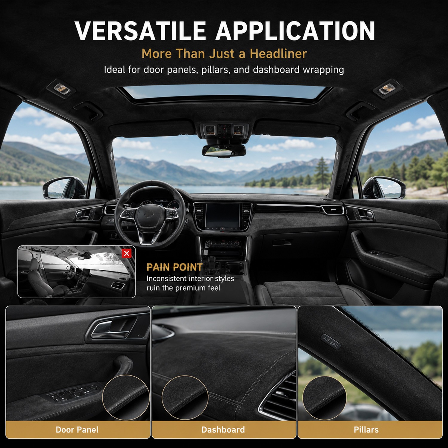 BK Suede Headliner Fabric Adhesive Backed Roof Liner Upholstery Repair Replace