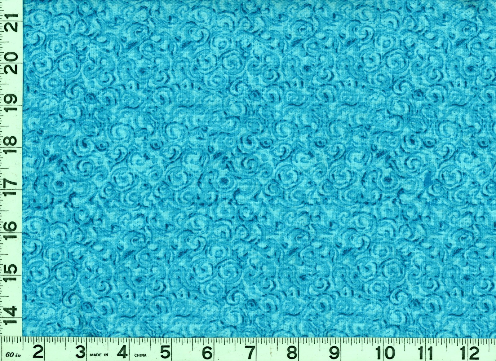 Dark Aqua Spirals on Light Aqua Quilting Sewing Fabric by the Yard #555