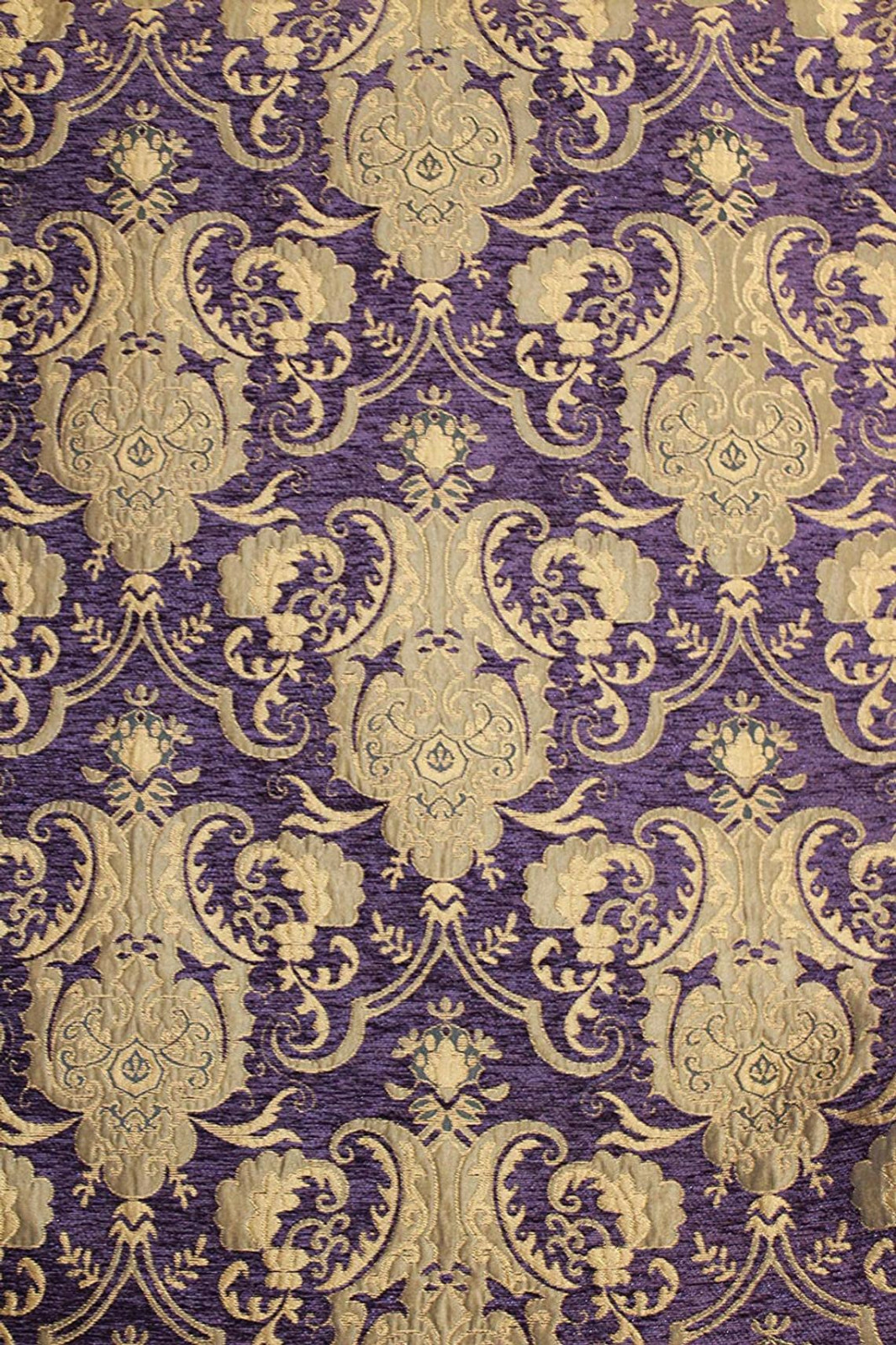 Drapery and Upholstery Chenille Fabric By the Yard Elegant Damask Pattern 58″ w