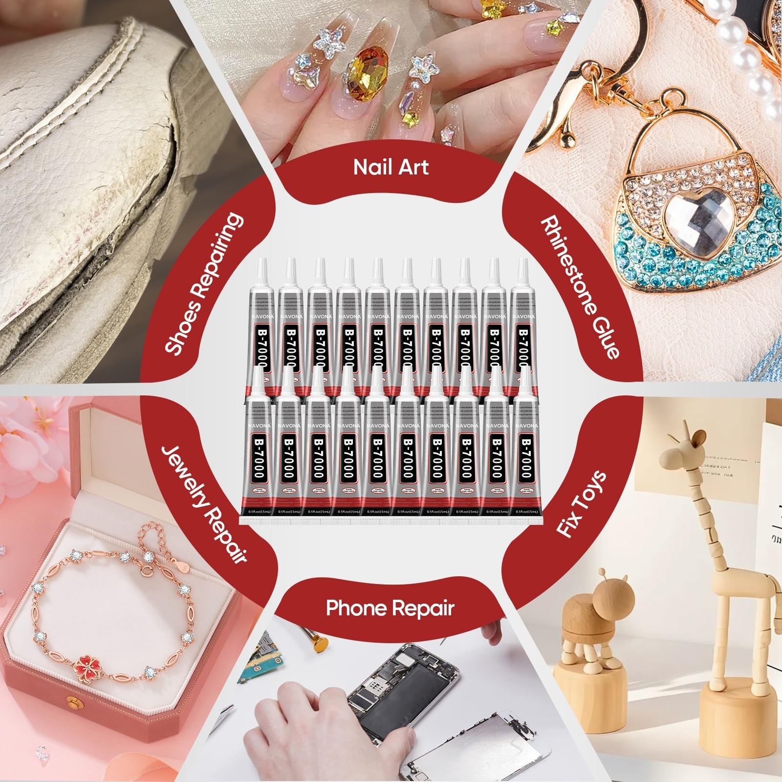 50 PCS 15ml Clear Rhinestone Glue – High Viscosity Bedazzling Craft Adhesive for