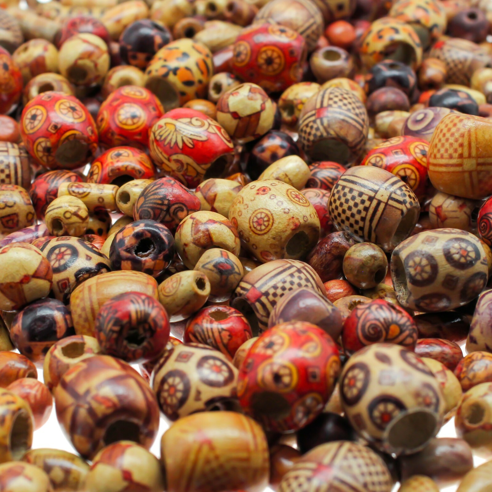500 Wooden Beads for Jewelry Making – Painted Assorted African Beads
