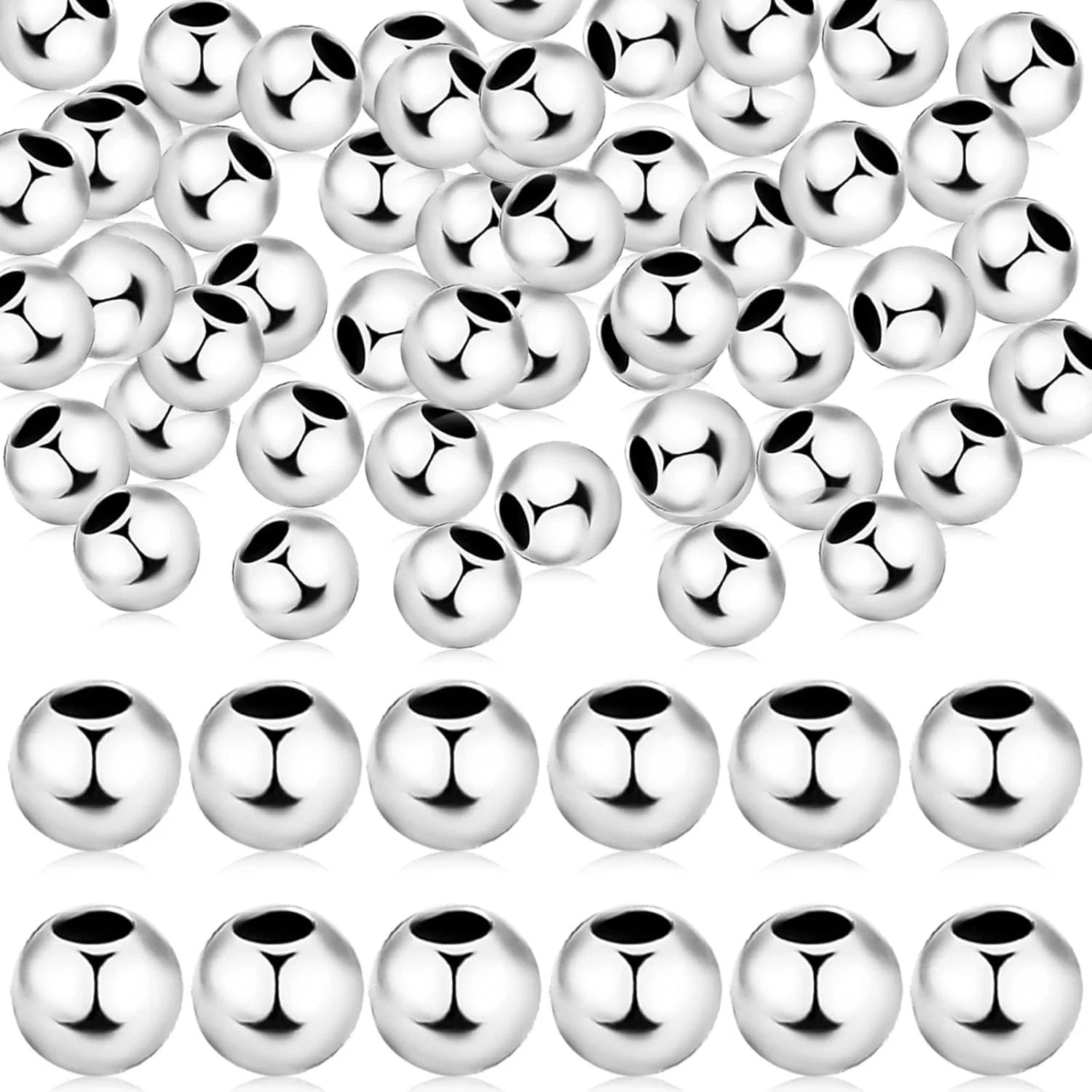 50Pcs 925 Sterling Silver Beads for Jewelry Making 3Mm Sterling Silver Spacer