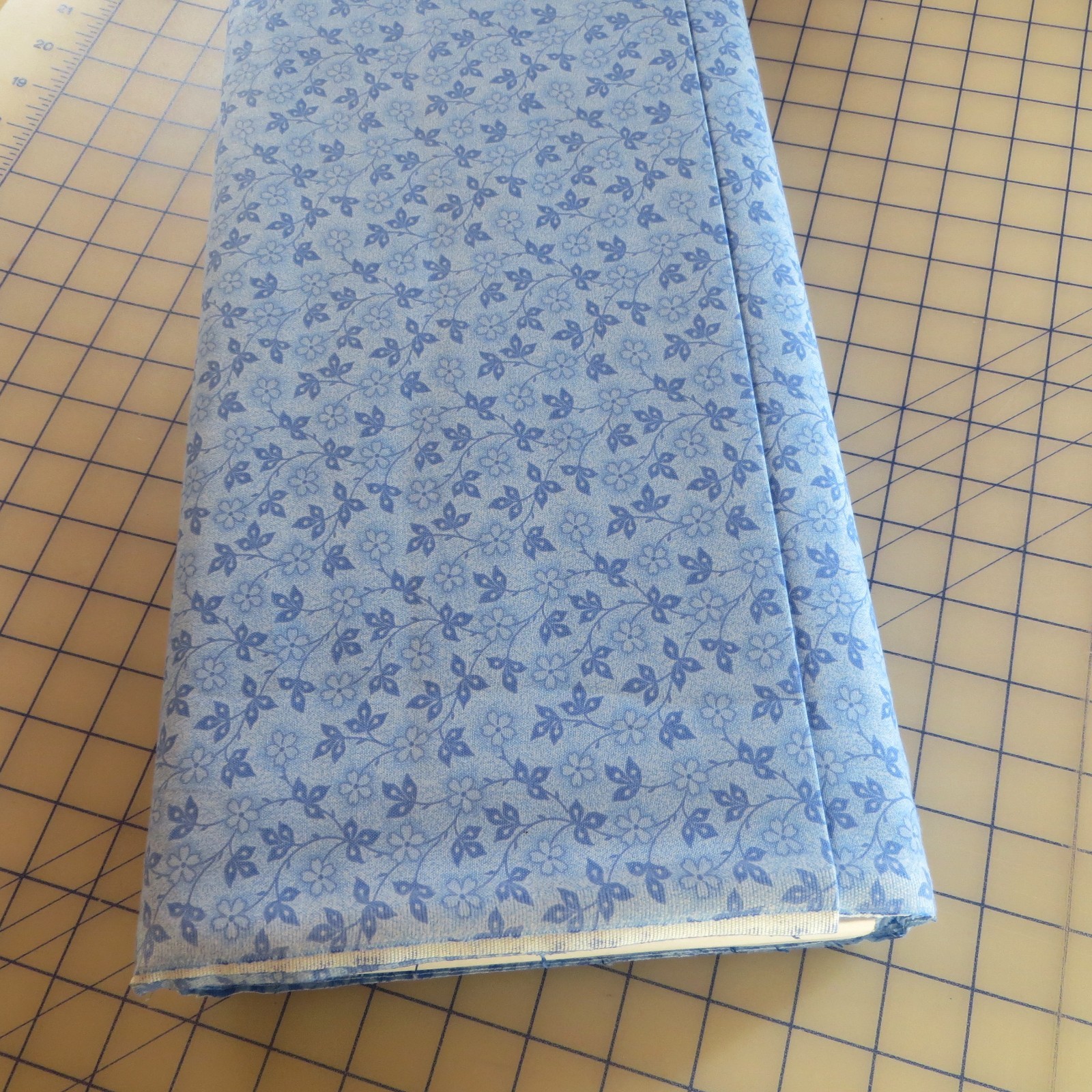 By The Yard, Tiny Leaves & Flowers Blue Cotton $3.99 Ships Any Amount Of Fabric.