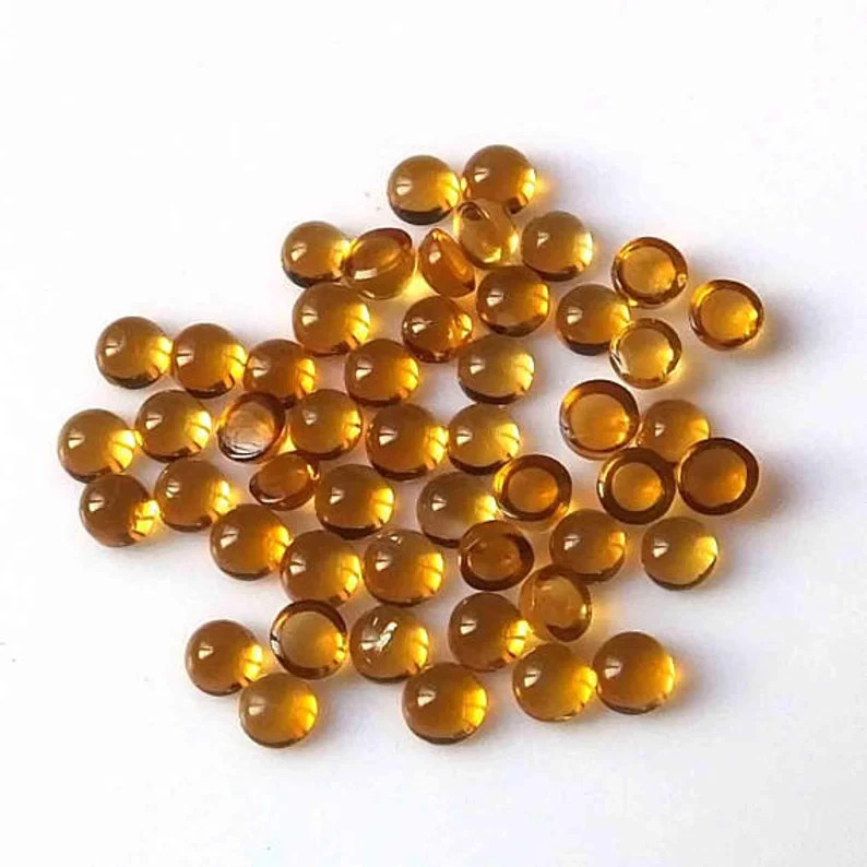 Wholesale Natural Citrine Cabochon Round shape Loose Gemstone Lot Jewellery.