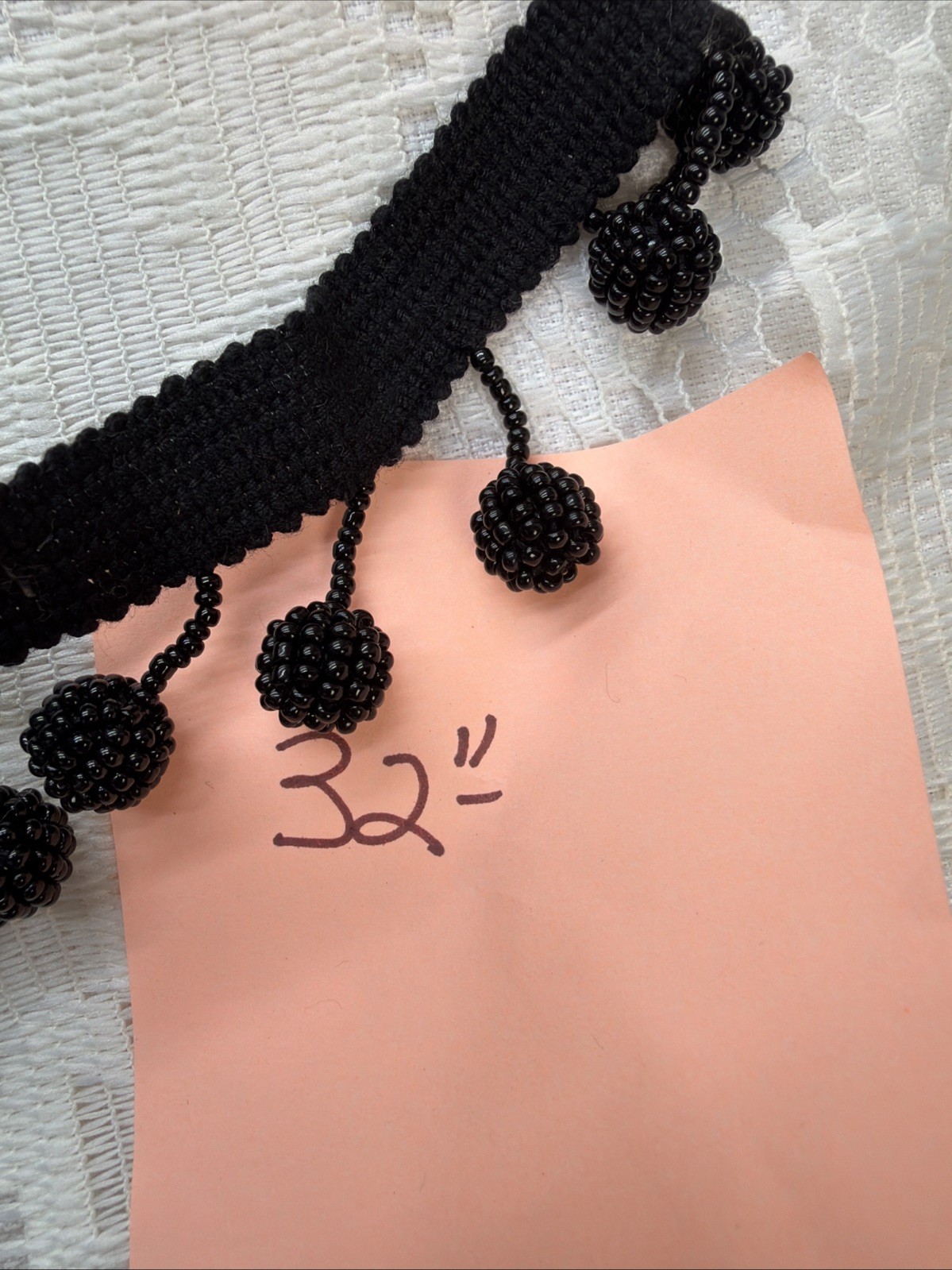 Black White Beaded Seed Ball Fringe 2.5″ Trim Two Scrap Pieces