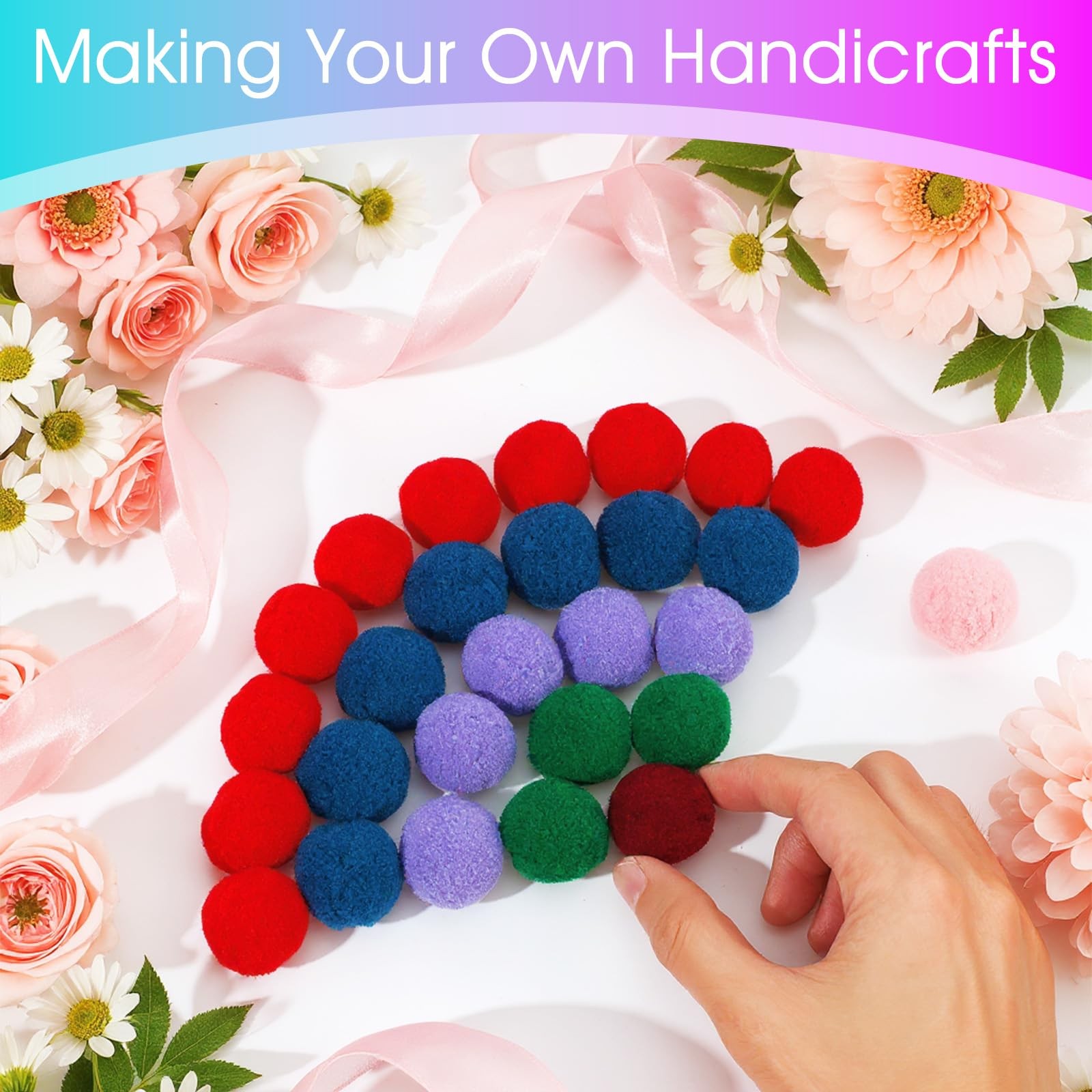 1000 PCS Multicolor Arts Crafts Pom Poms Balls Hobby Supplies DIY 1 Inch