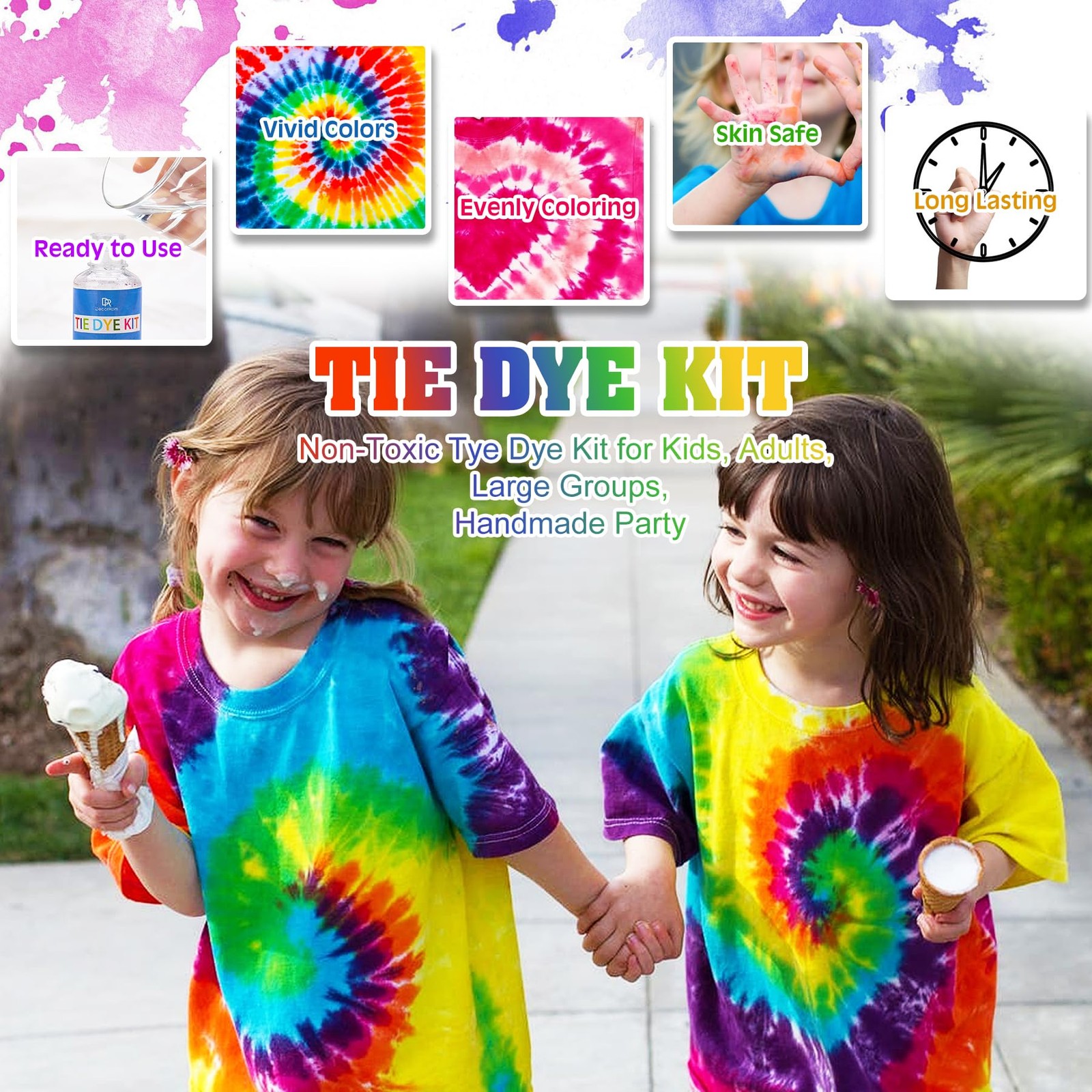Decorrom Tie Dye Kit – 40 Colors Fabric Tie Dye Kits For Diy Textile Paint Art