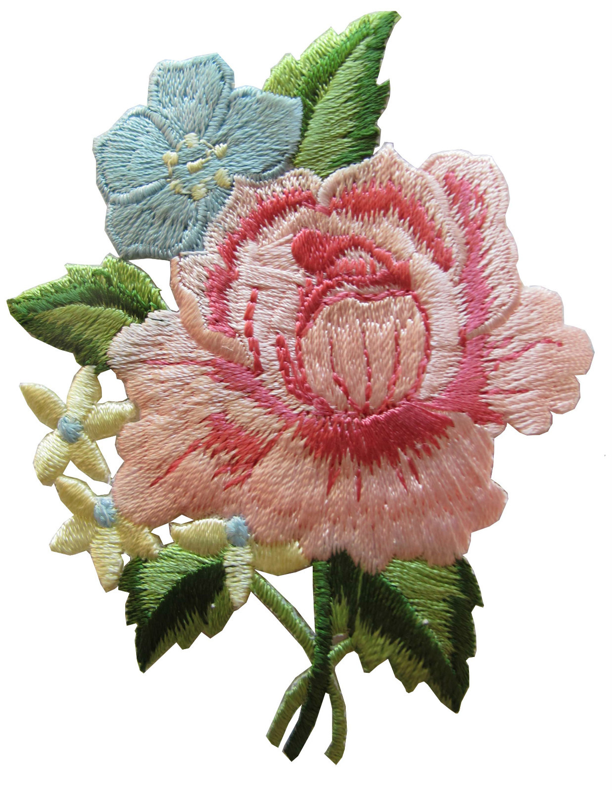 #4028 3″ Pink Peony Bouquet Flower Embroidery Iron On Applique Patch