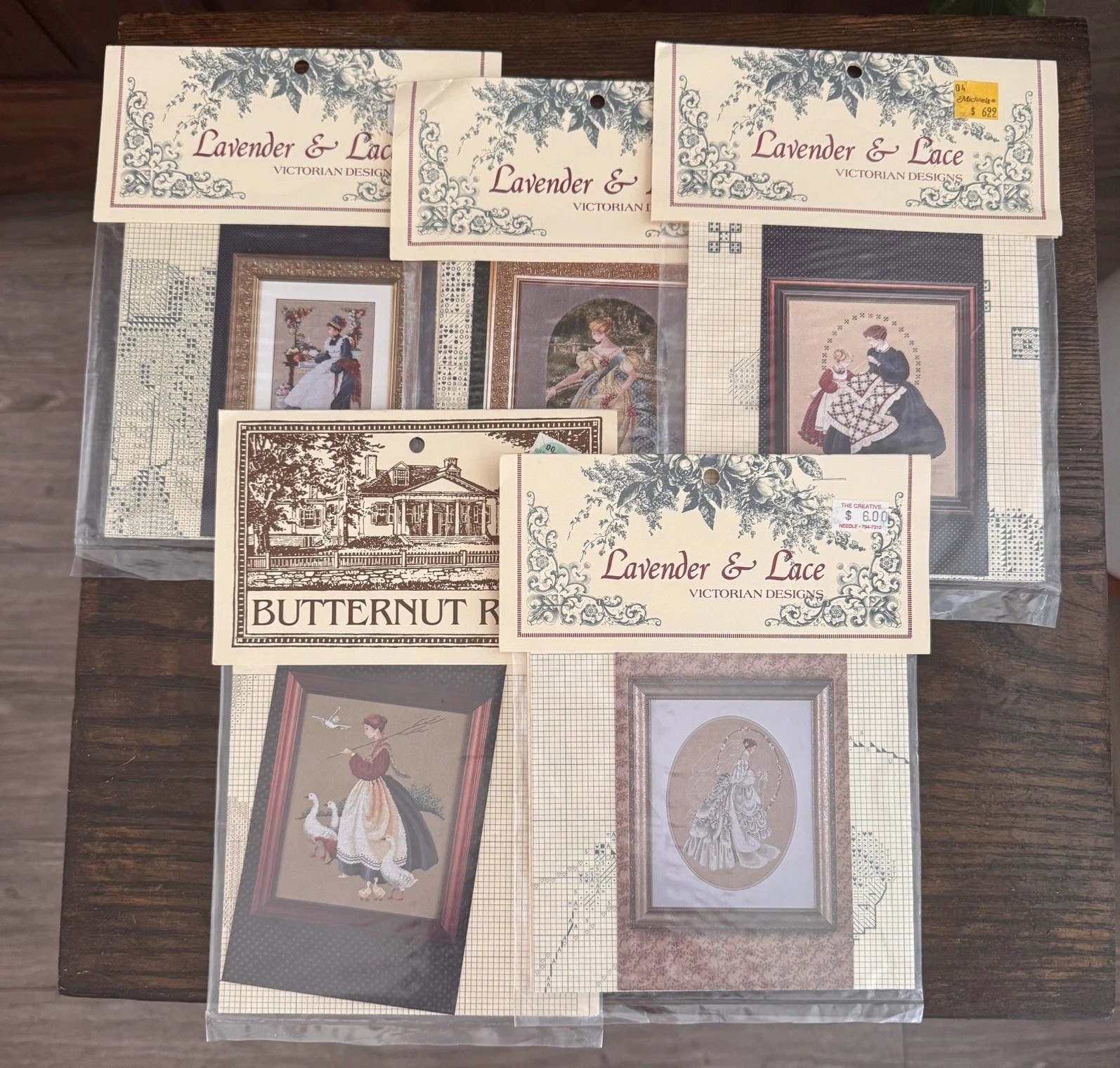 Lavender & Lace and Butternut Road Counted Cross Stitch Patterns Sealed Lot of 5