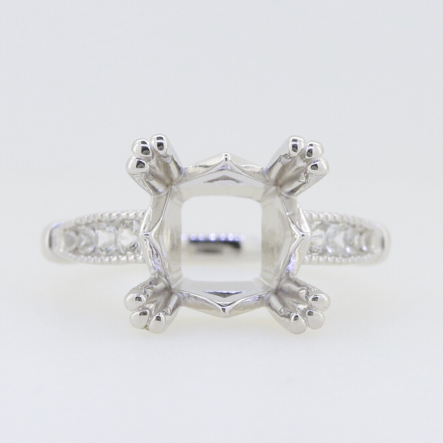 Sterling Silver Semi Mount Ring Setting Princess Square 10X10mm White Zircon