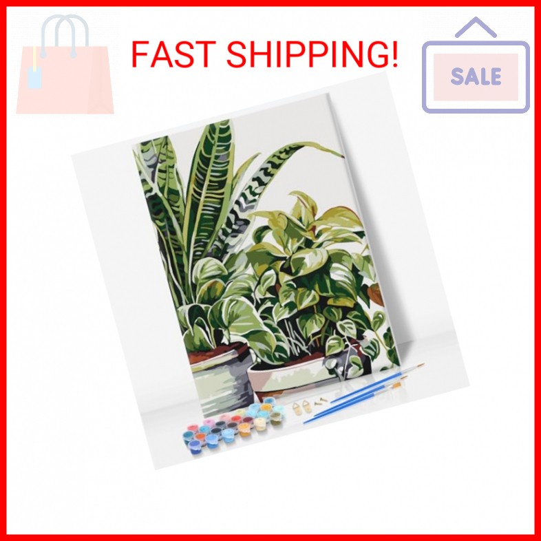Camocin Framed Paint by Numbers Kit for Adults Beginner & Kids Ages 10-13, Plant
